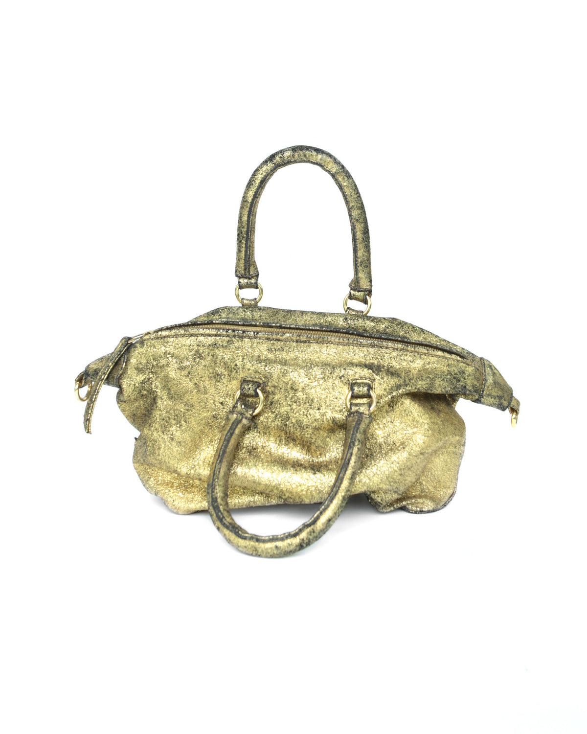 small metallic distressed leather bag
