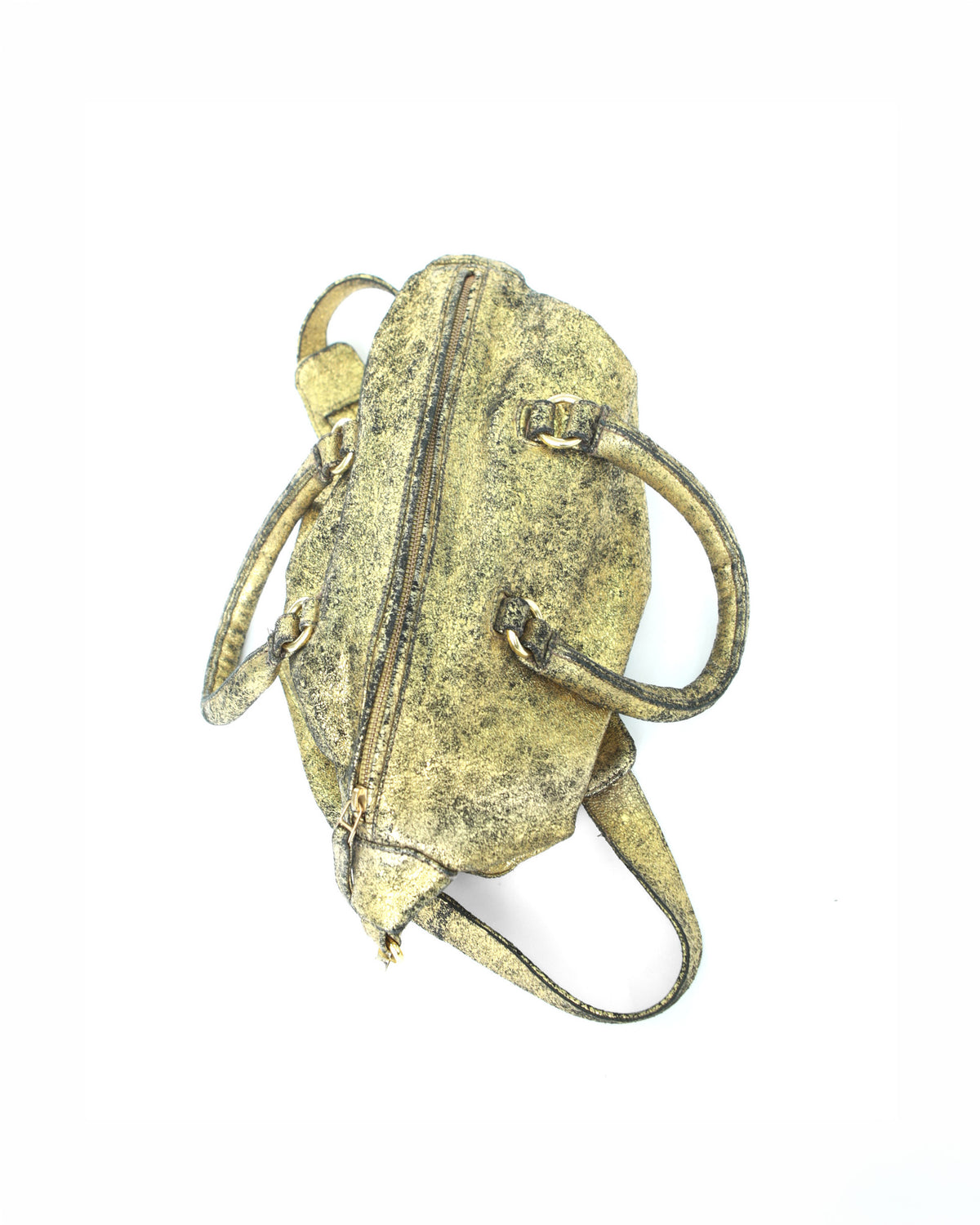 small metallic distressed leather bag