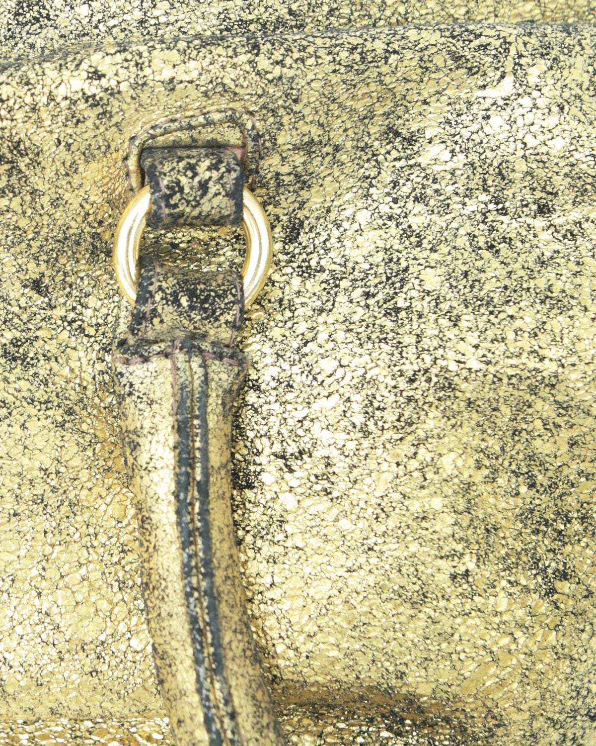 small metallic distressed leather bag