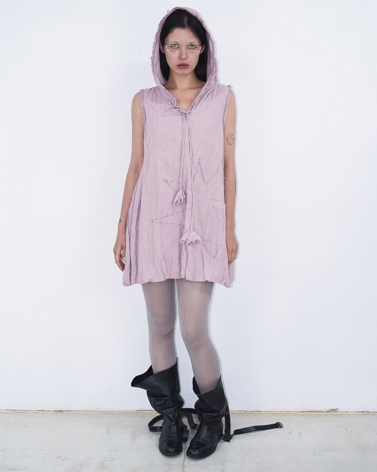 soft pink hooded dress