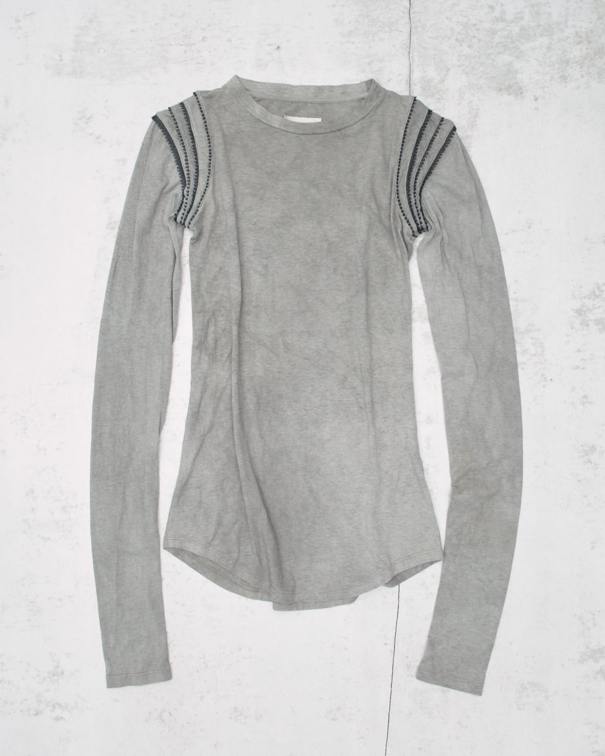 stone coloured top with shoulder detail