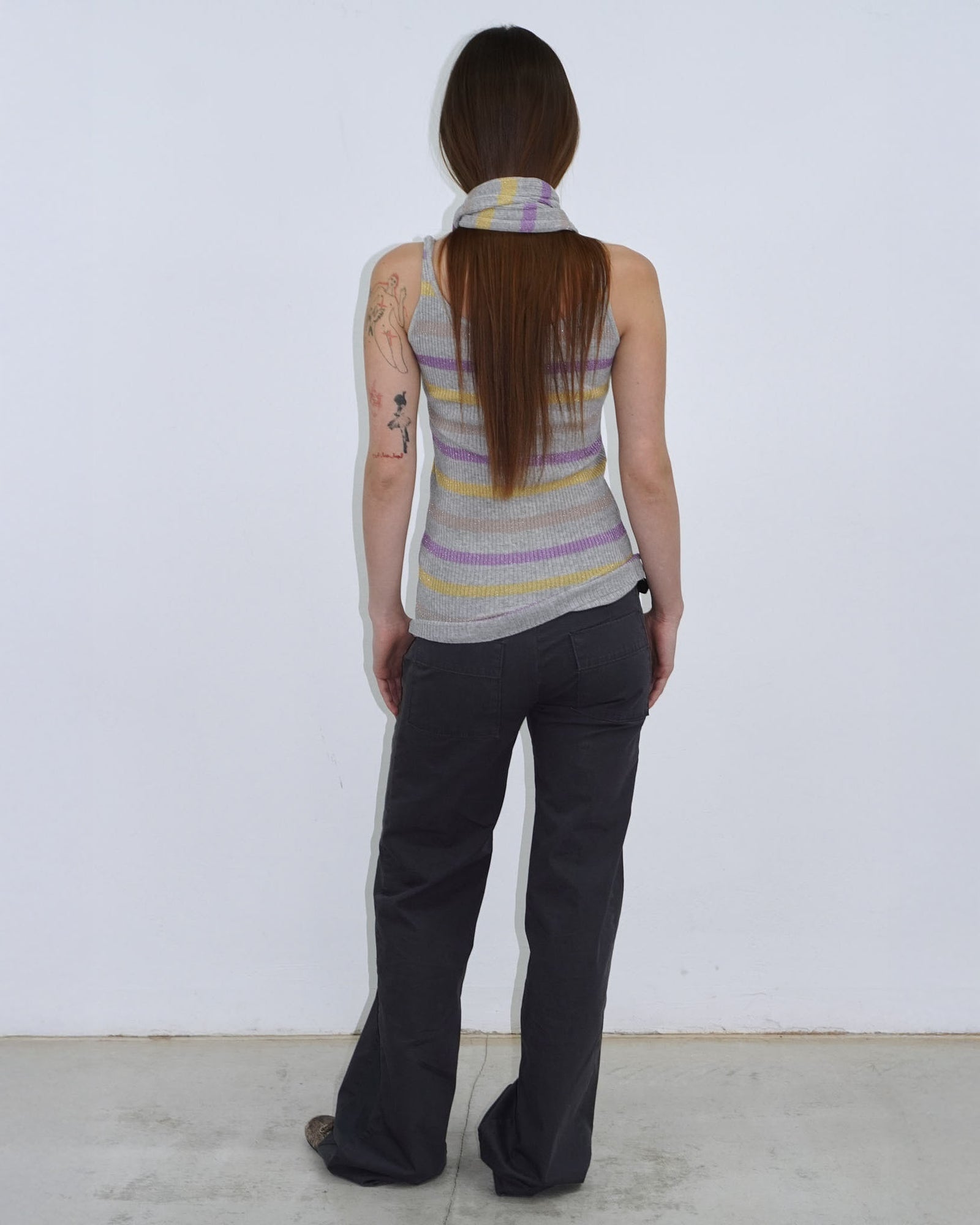striped glitter tank top and scarf