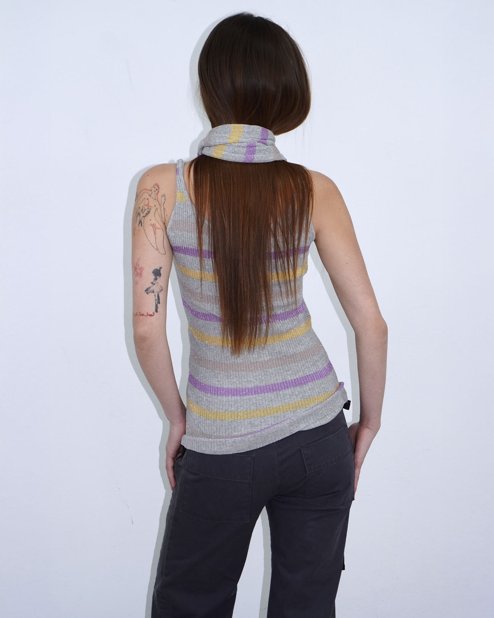 striped glitter tank top and scarf