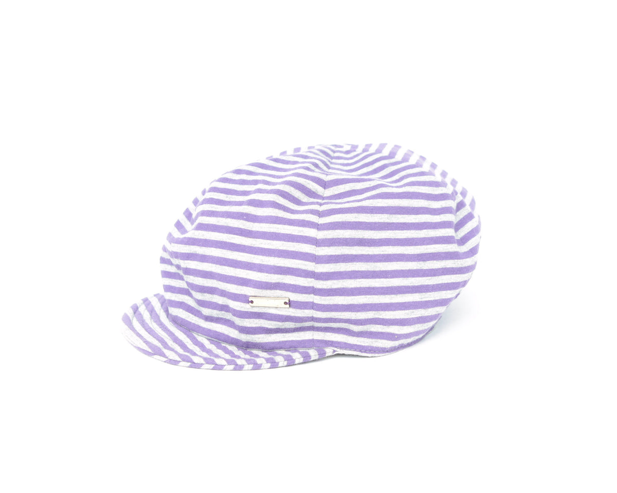 striped purple-grey felt hat