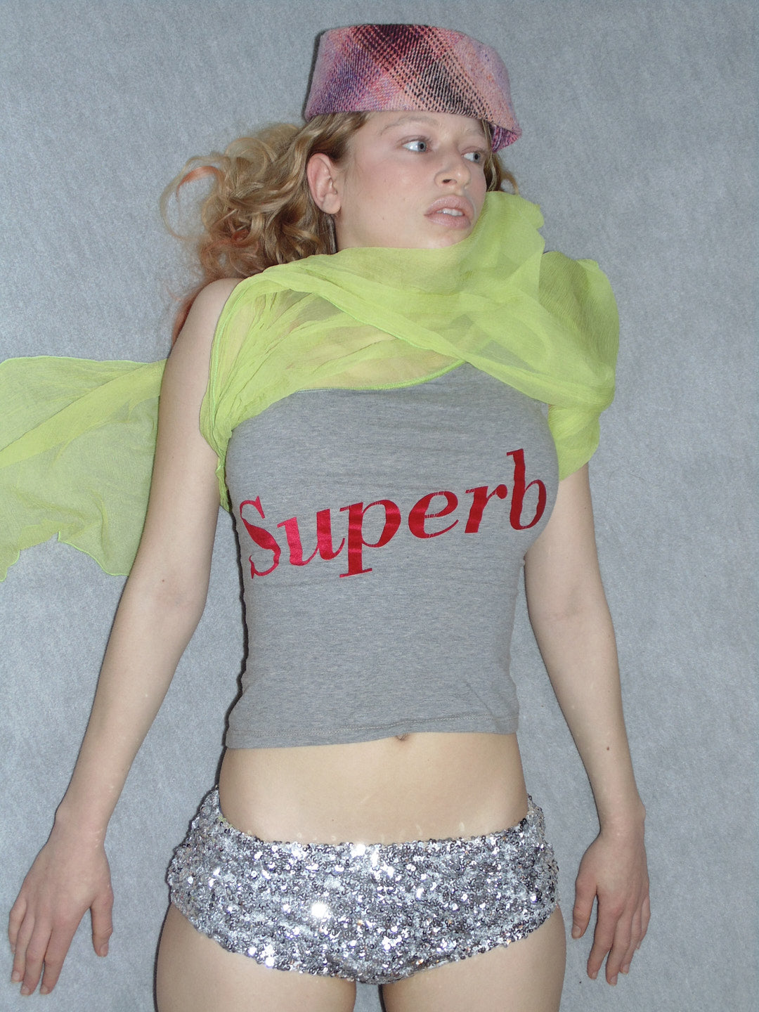 "superb" acid yellow silk top
