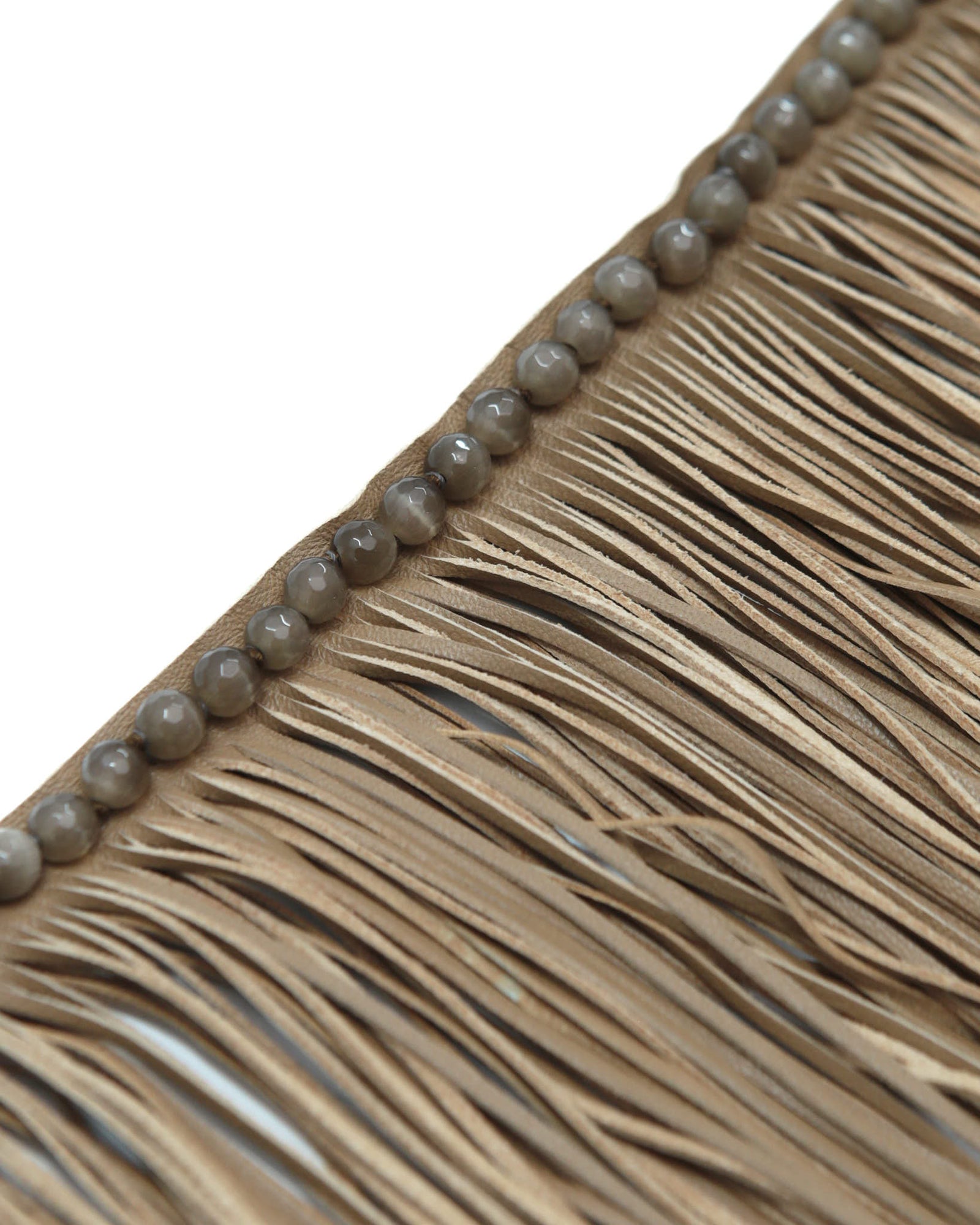 tan leather fringe necklace