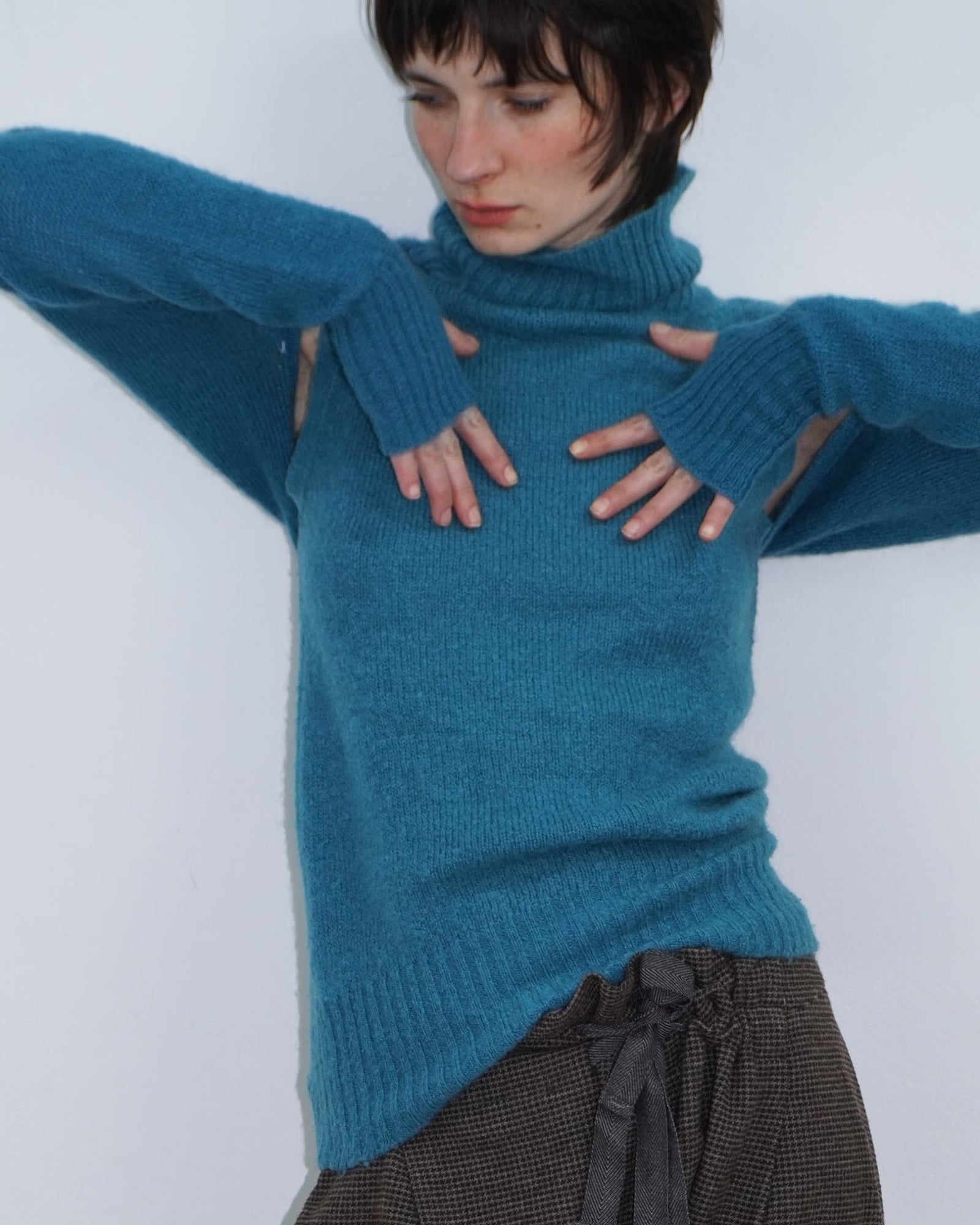 turquoise two-piece wool set
