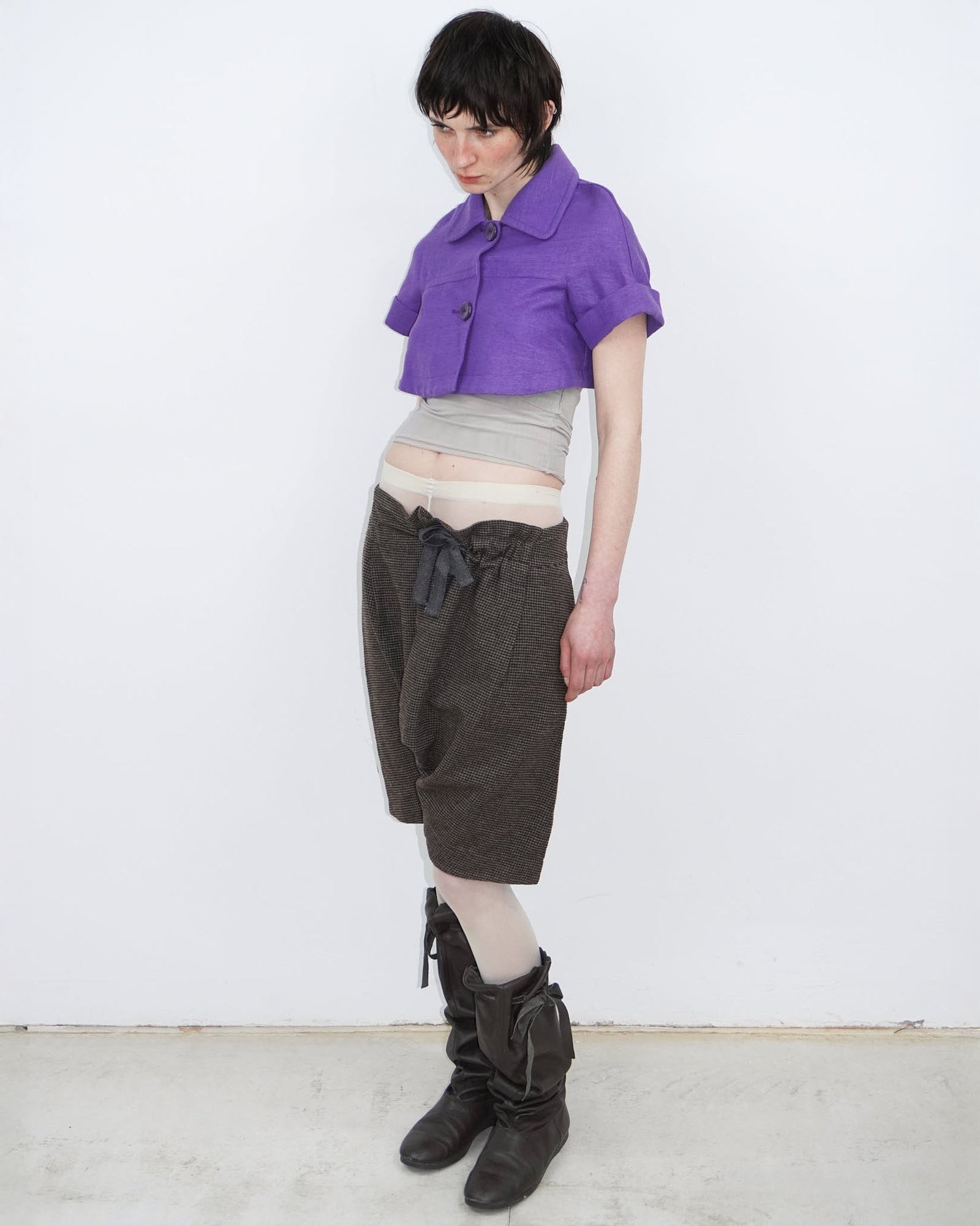 violet short sleeve cropped bolero