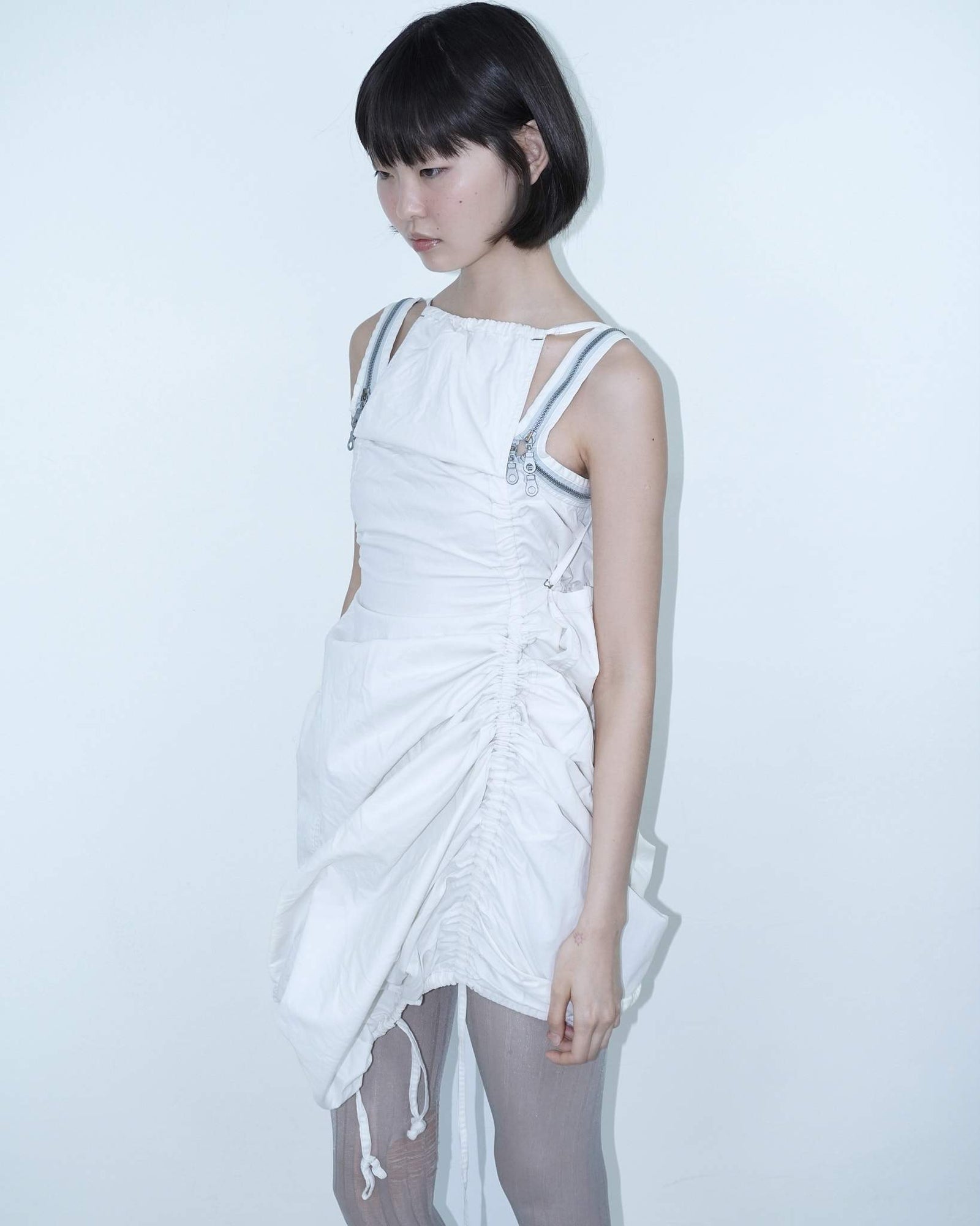 white parachute dress