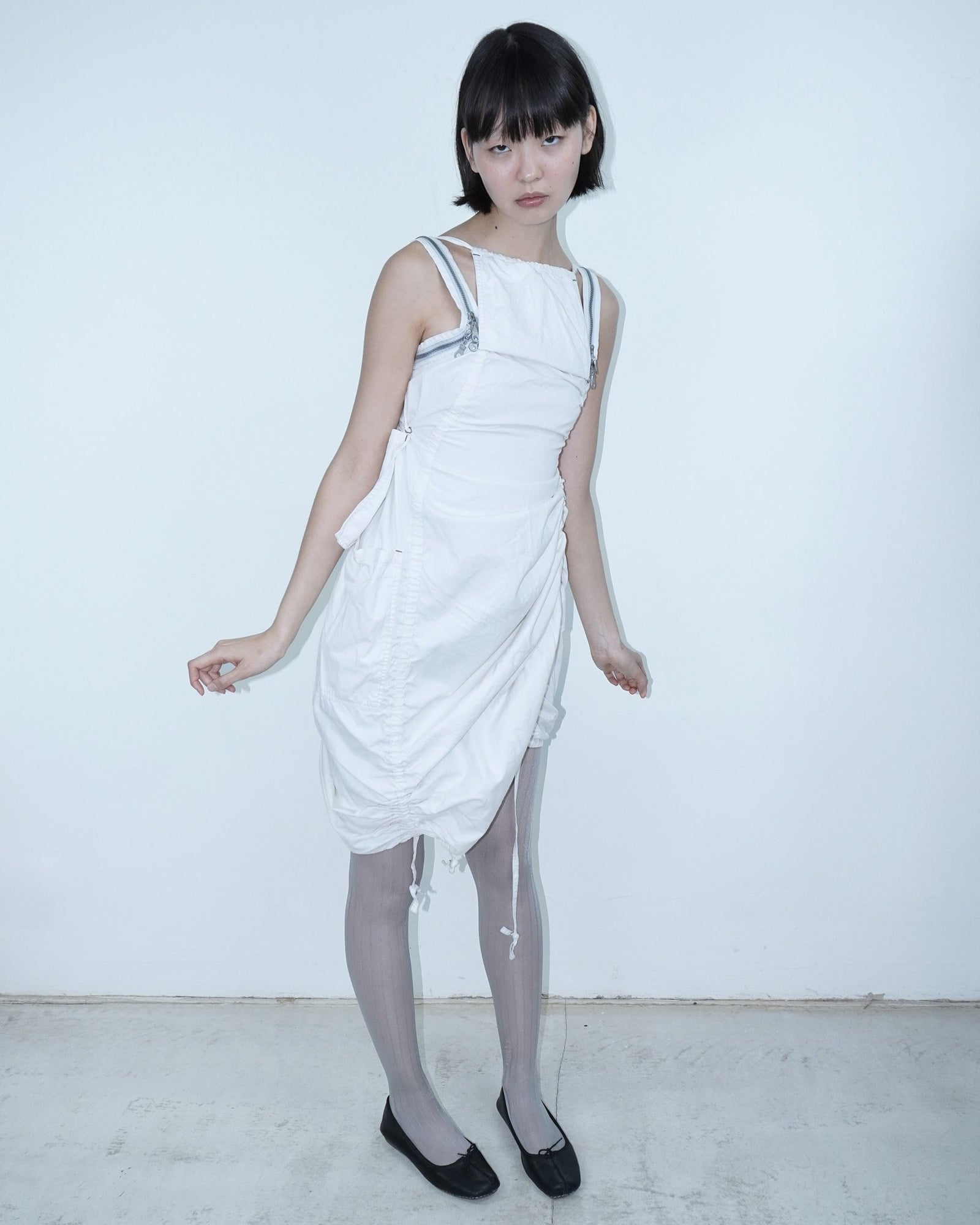 white parachute dress