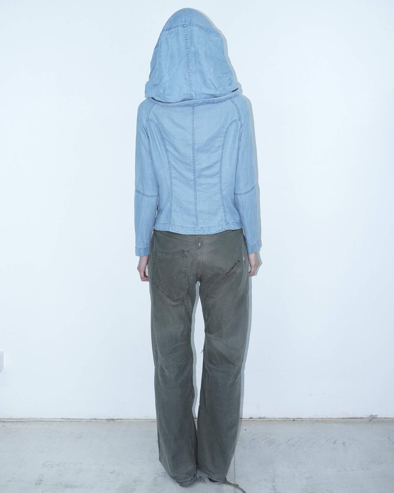 wide hood denim jacket