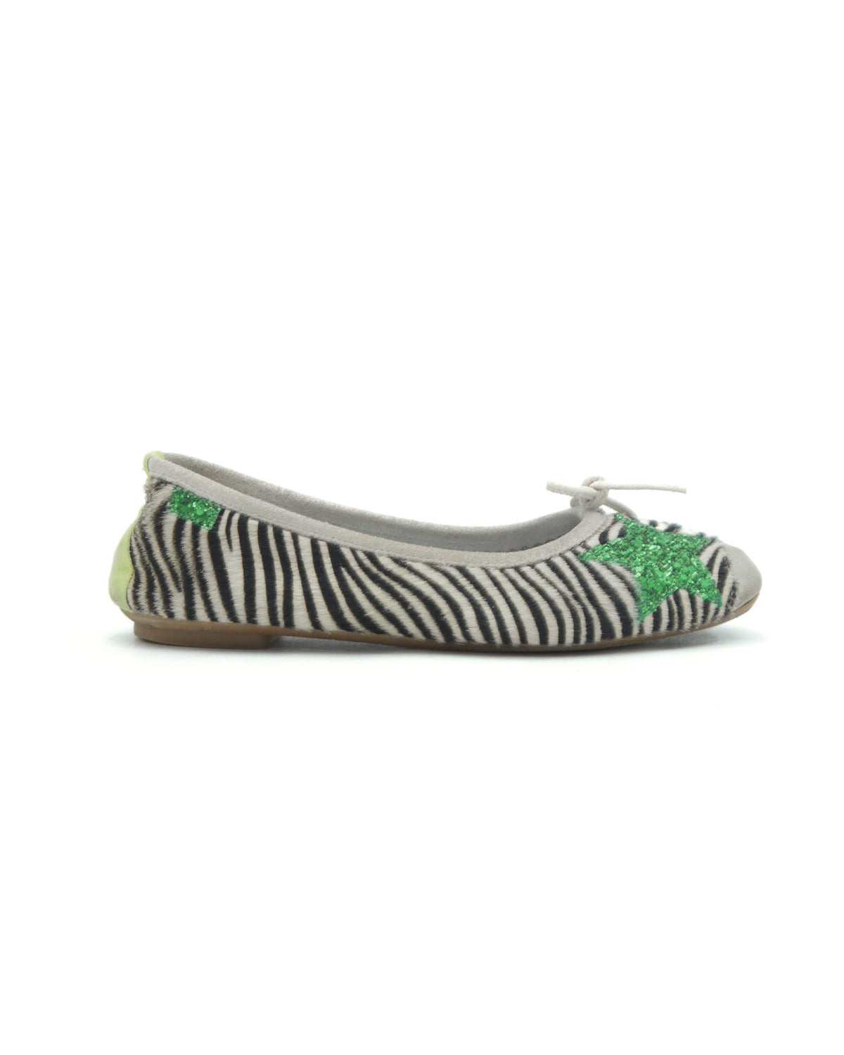 zebra print star ballet flats