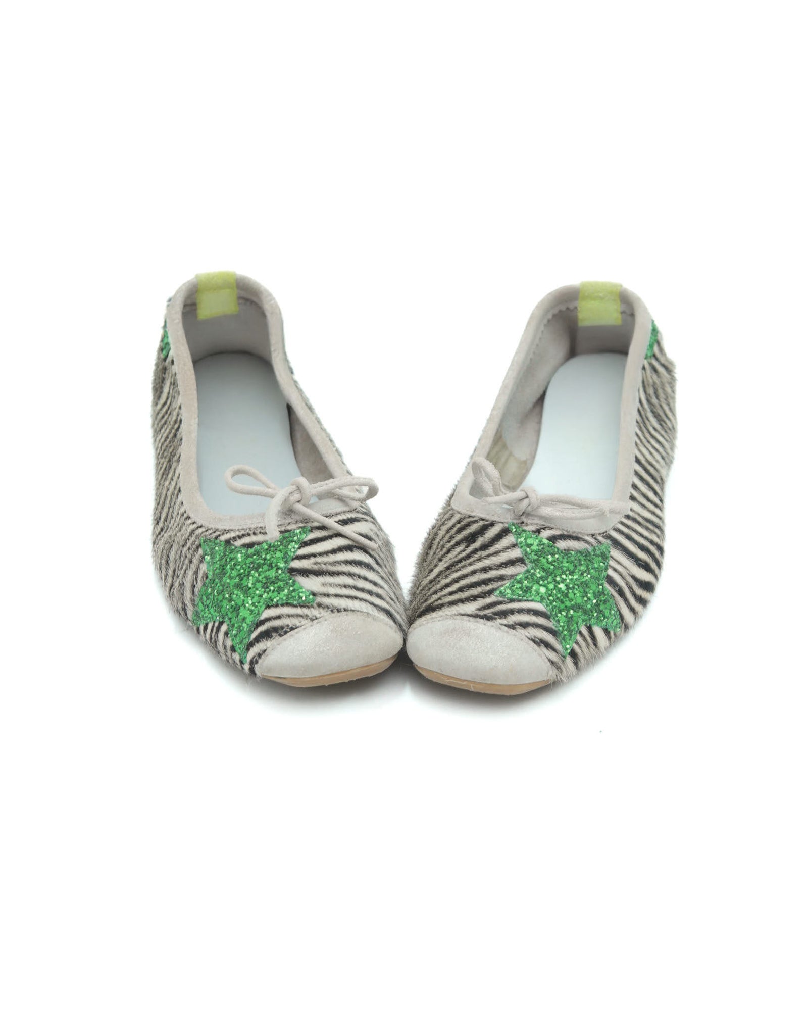 zebra print star ballet flats