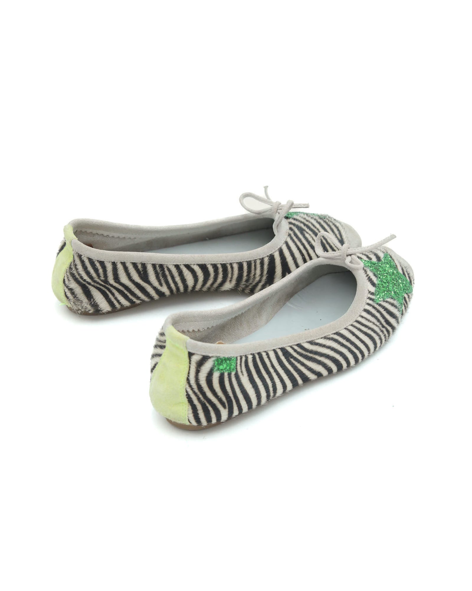 zebra print star ballet flats
