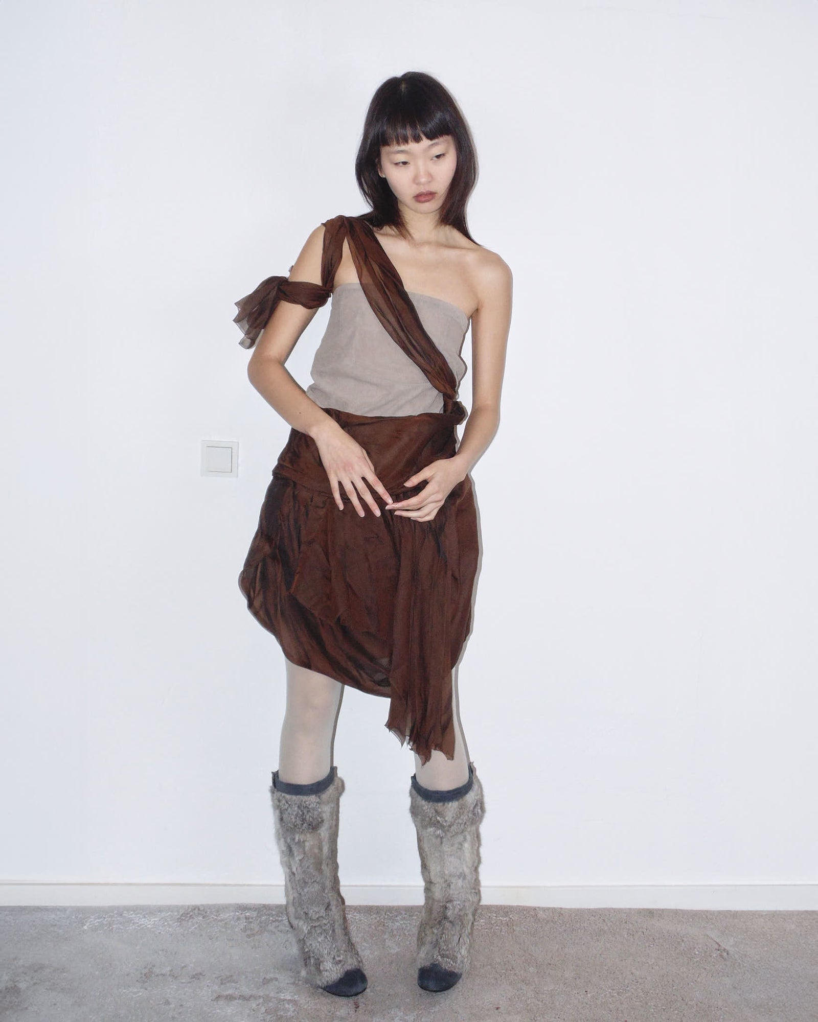 asymmetrical silk skirt