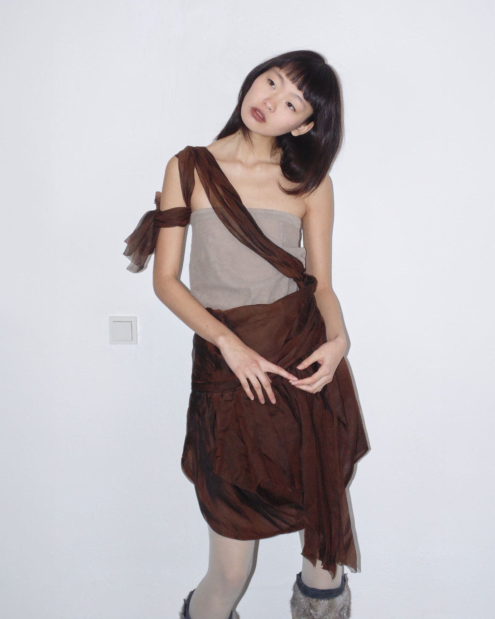asymmetrical silk skirt – ANEMONIA