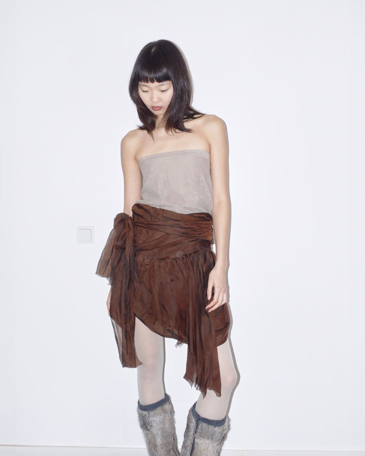 asymmetrical silk skirt
