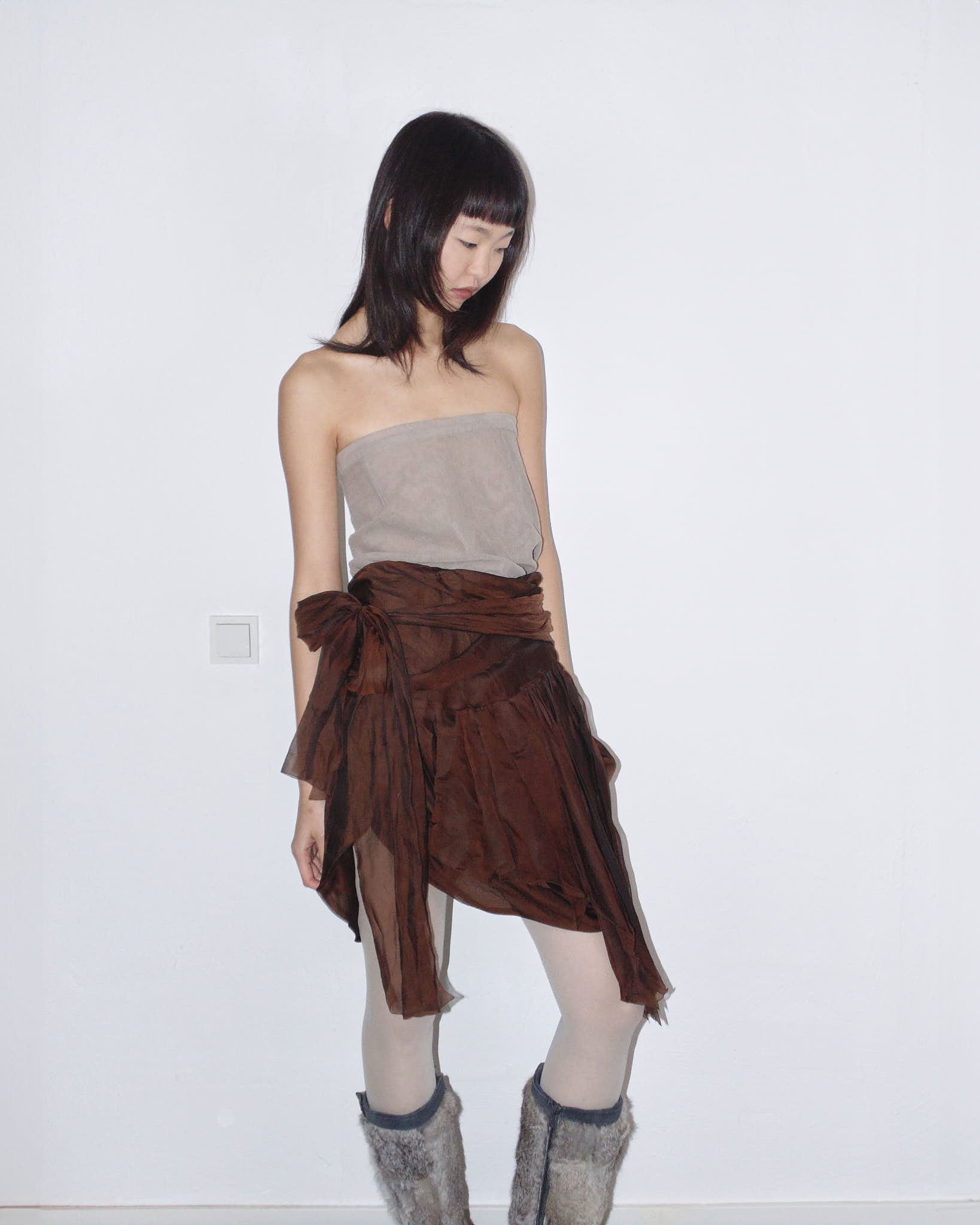 asymmetrical silk skirt – ANEMONIA