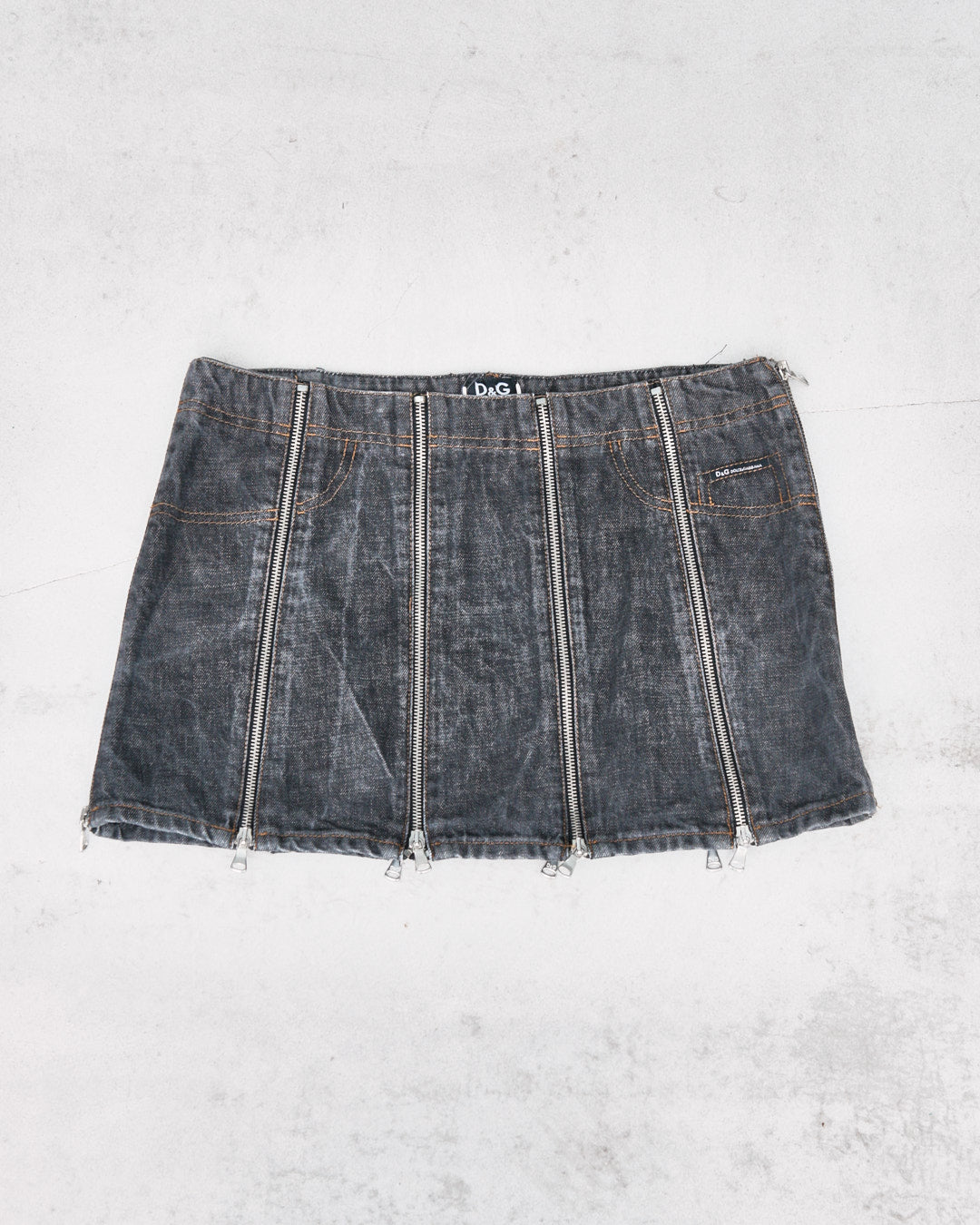 zipper denim mini skirt