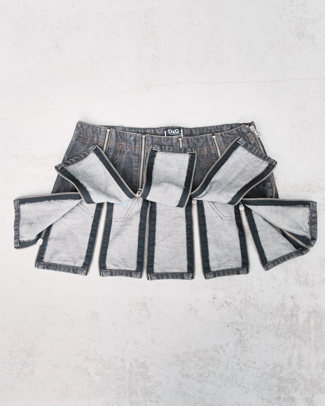 zipper denim mini skirt