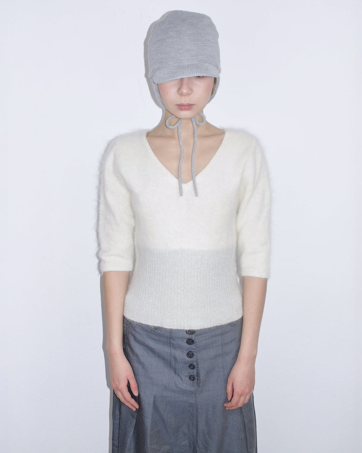 angora cropped knit top
