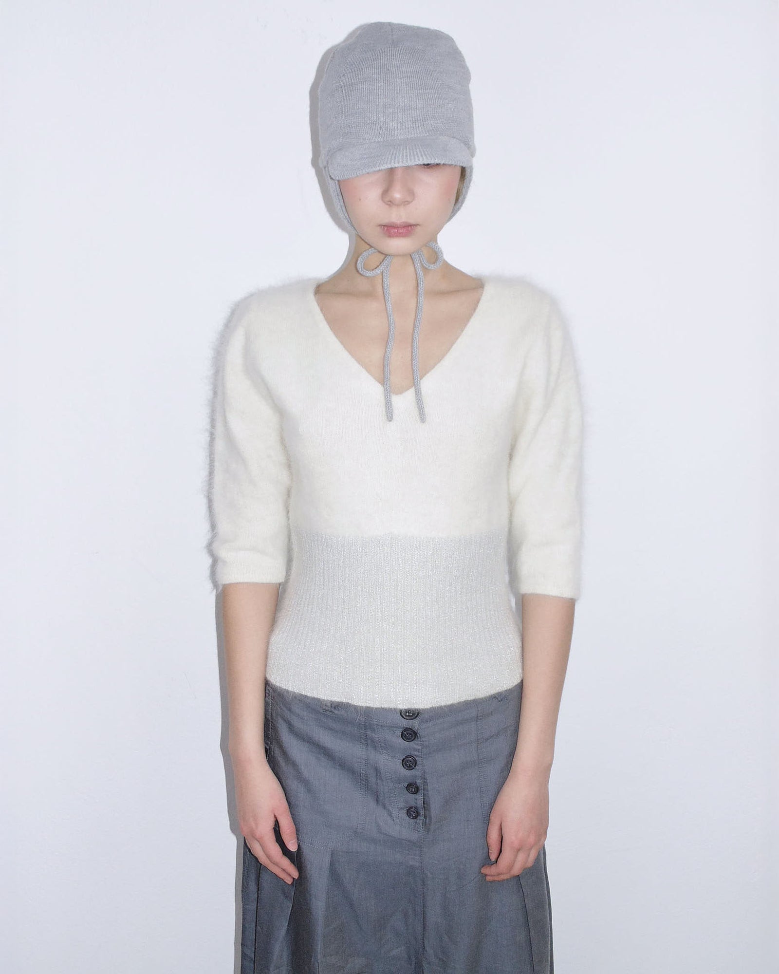 angora cropped knit top