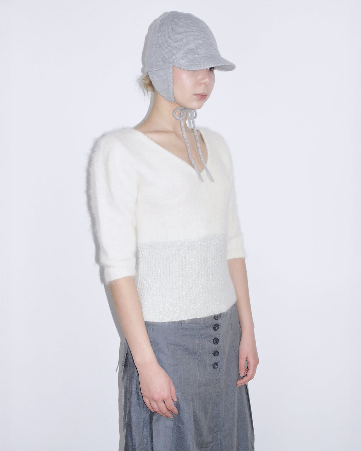 angora cropped knit top