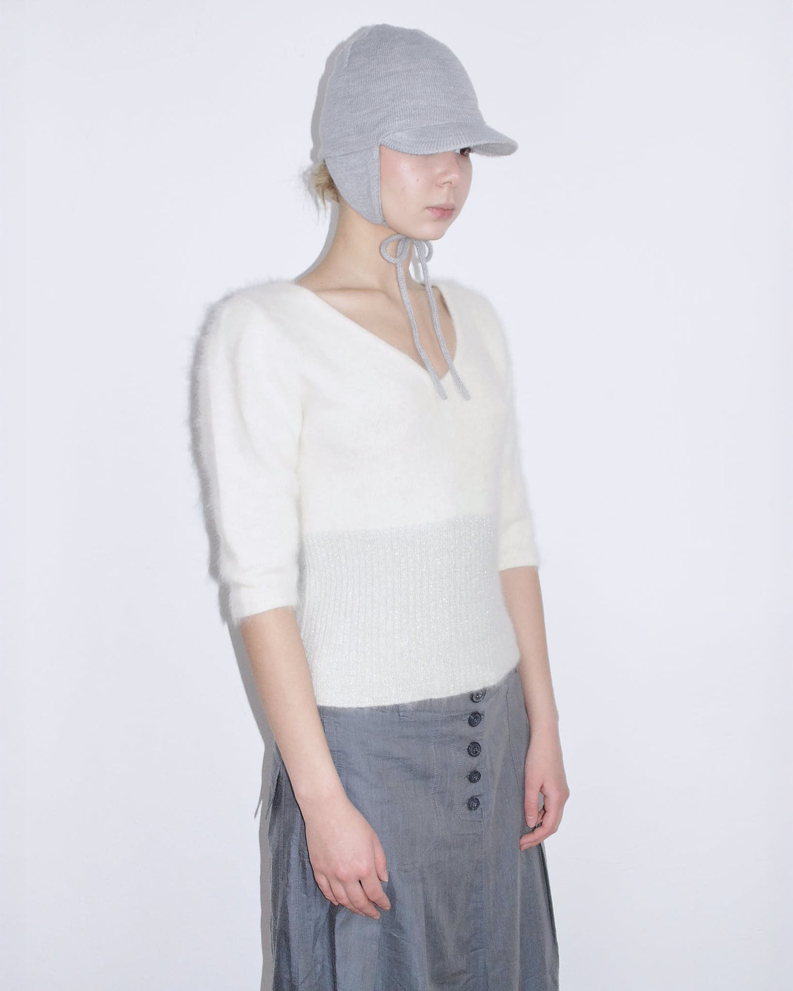 angora cropped knit top