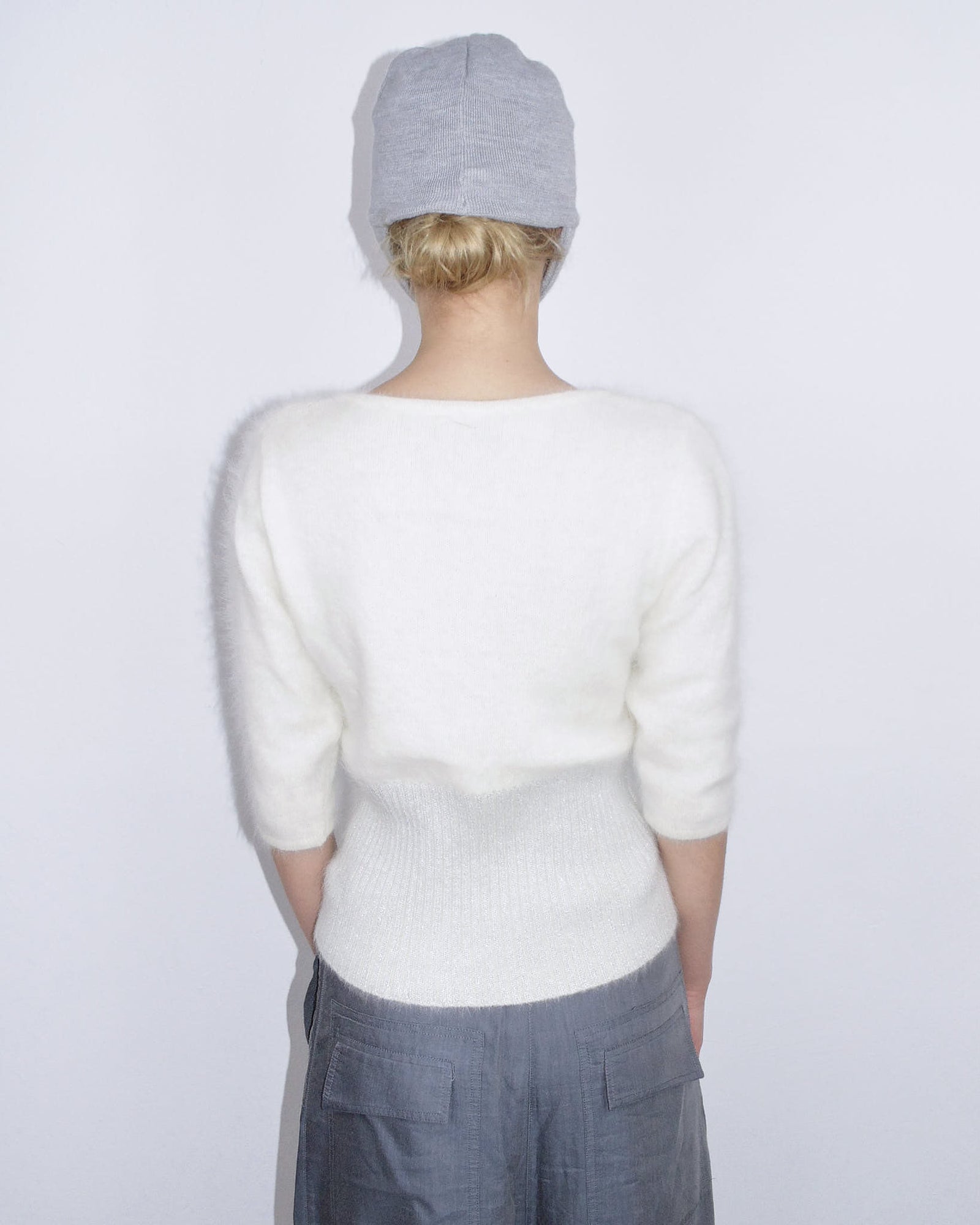 angora cropped knit top