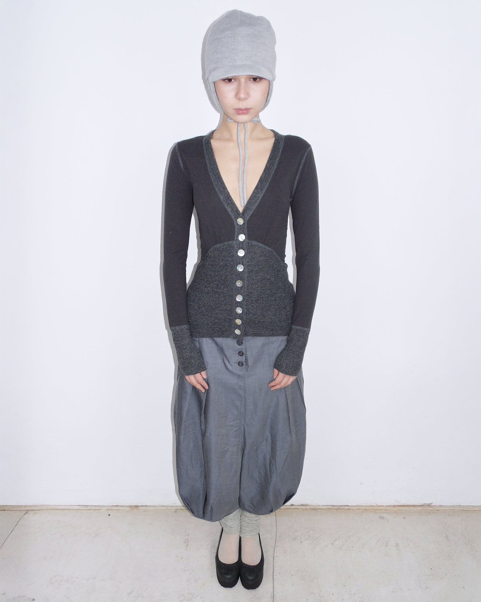 bimaterial cardigan with madre perla buttons