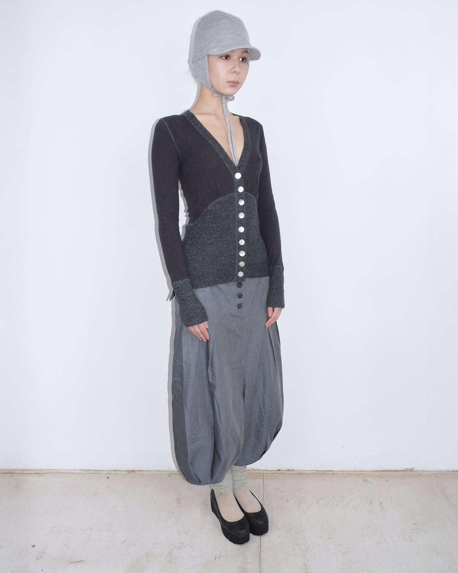 bimaterial cardigan with madre perla buttons
