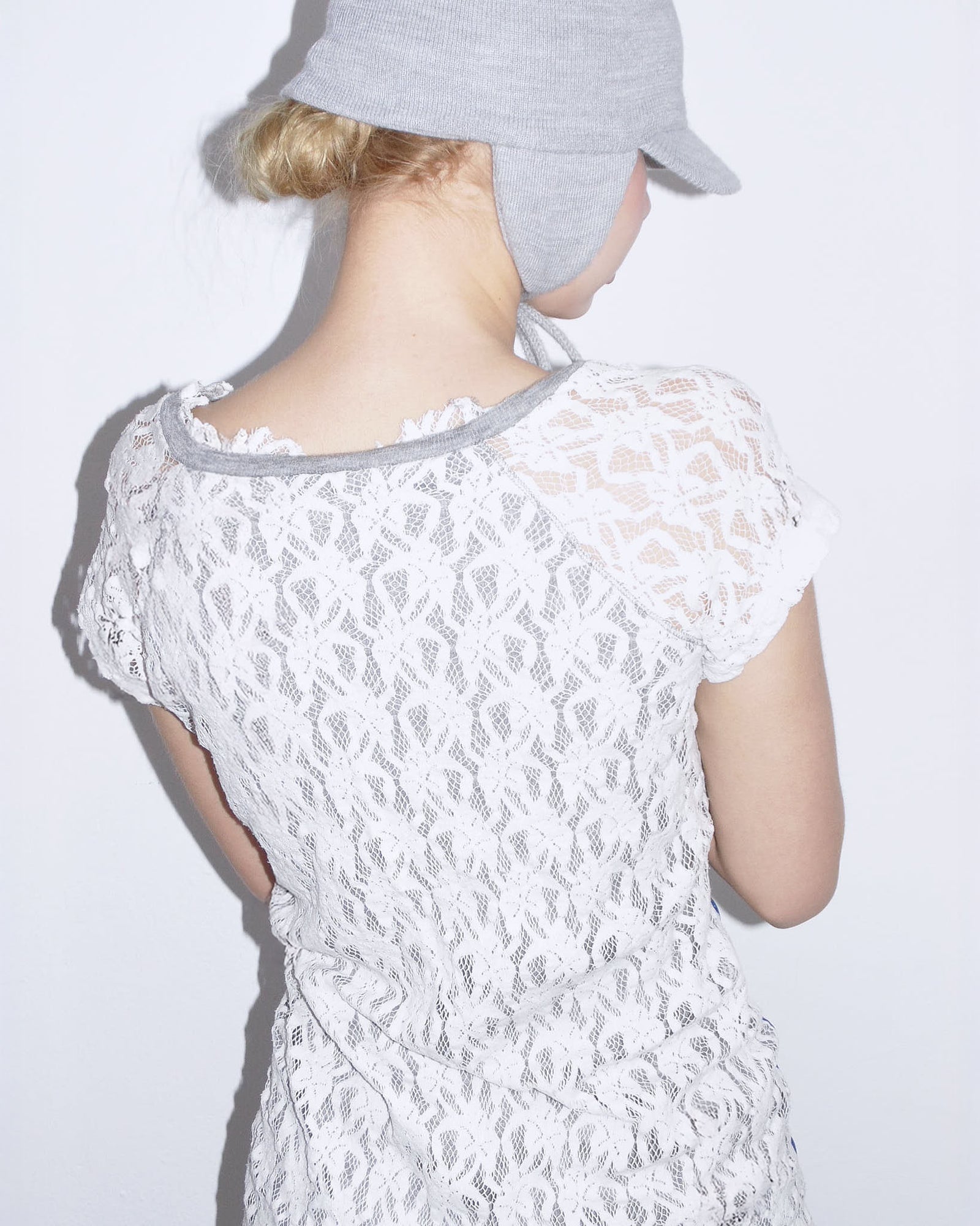bimaterial lace long tee / mini dress