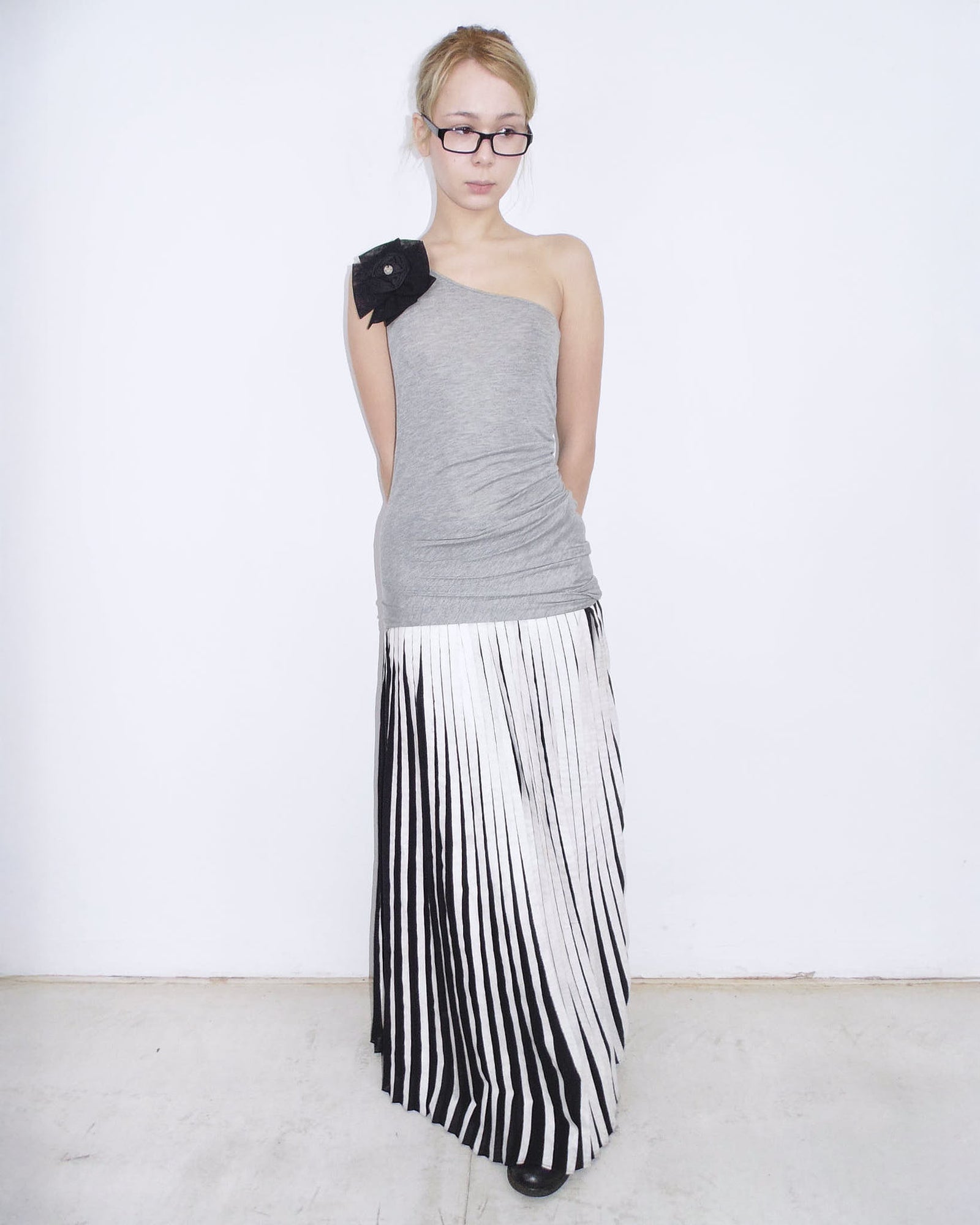 black & white painted maxi skirt