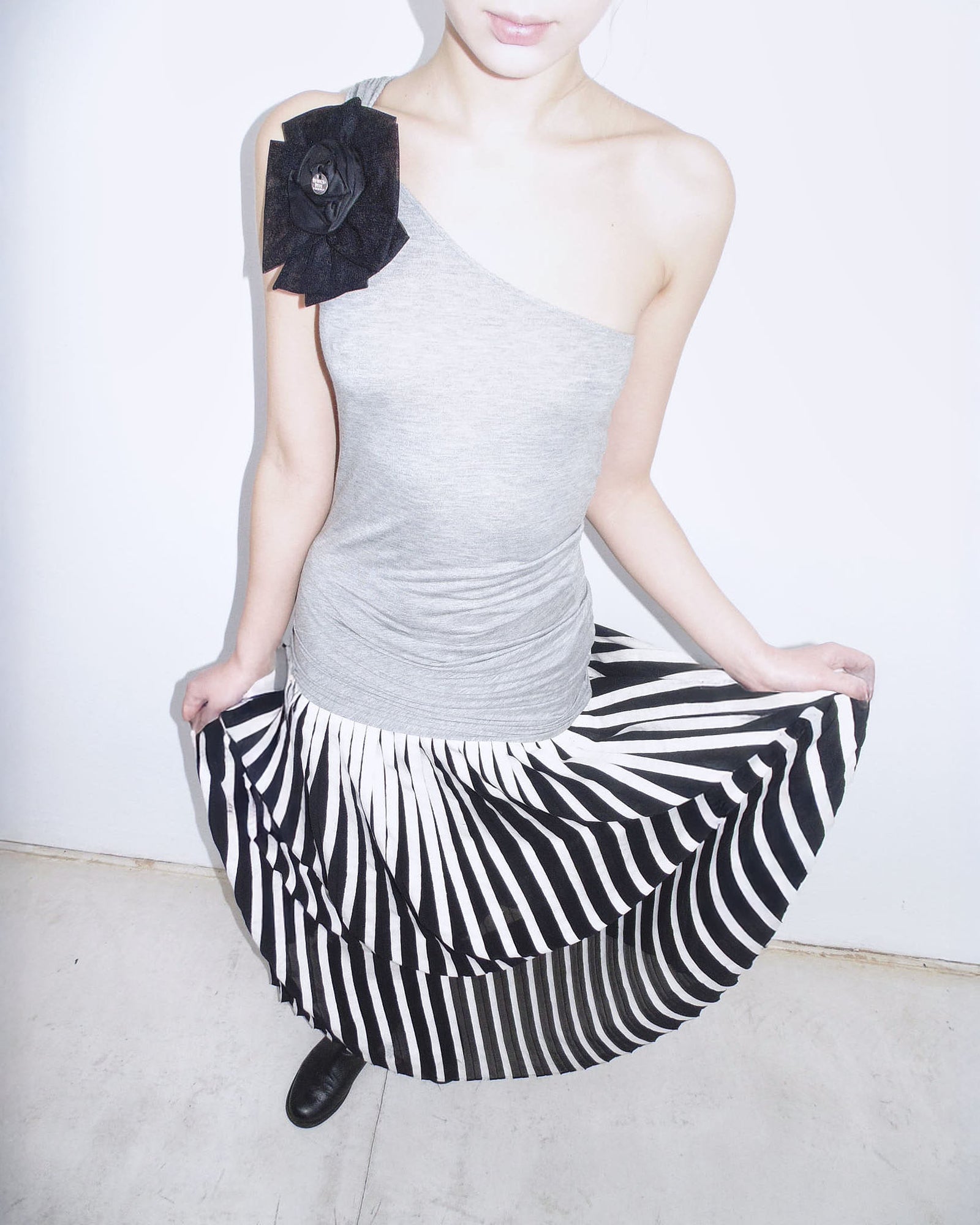 black & white painted maxi skirt
