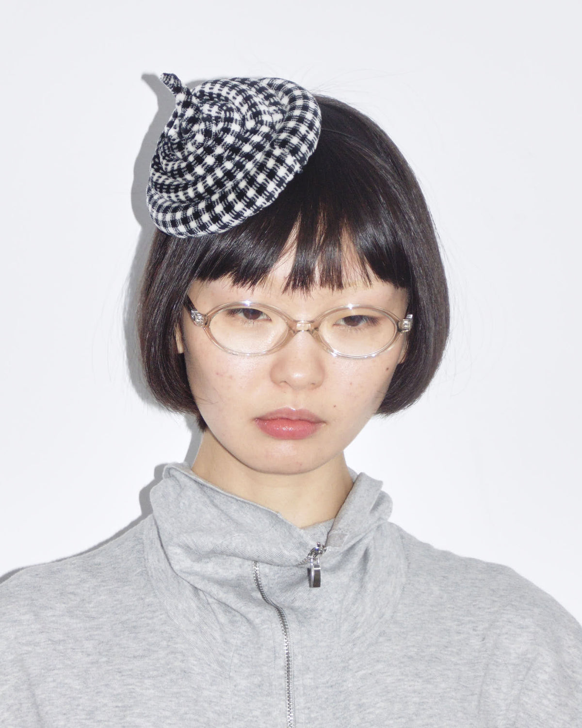 black and white mini hat