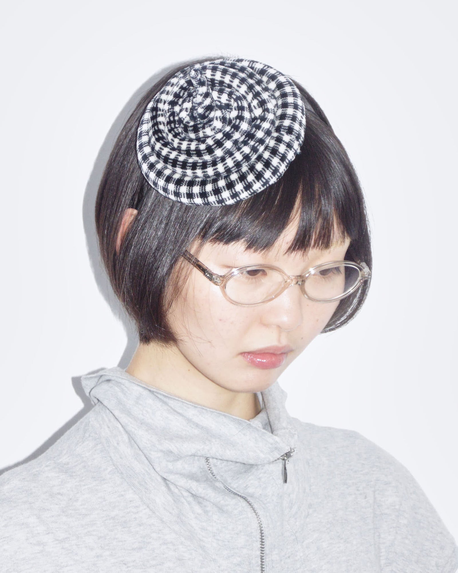 black and white mini hat