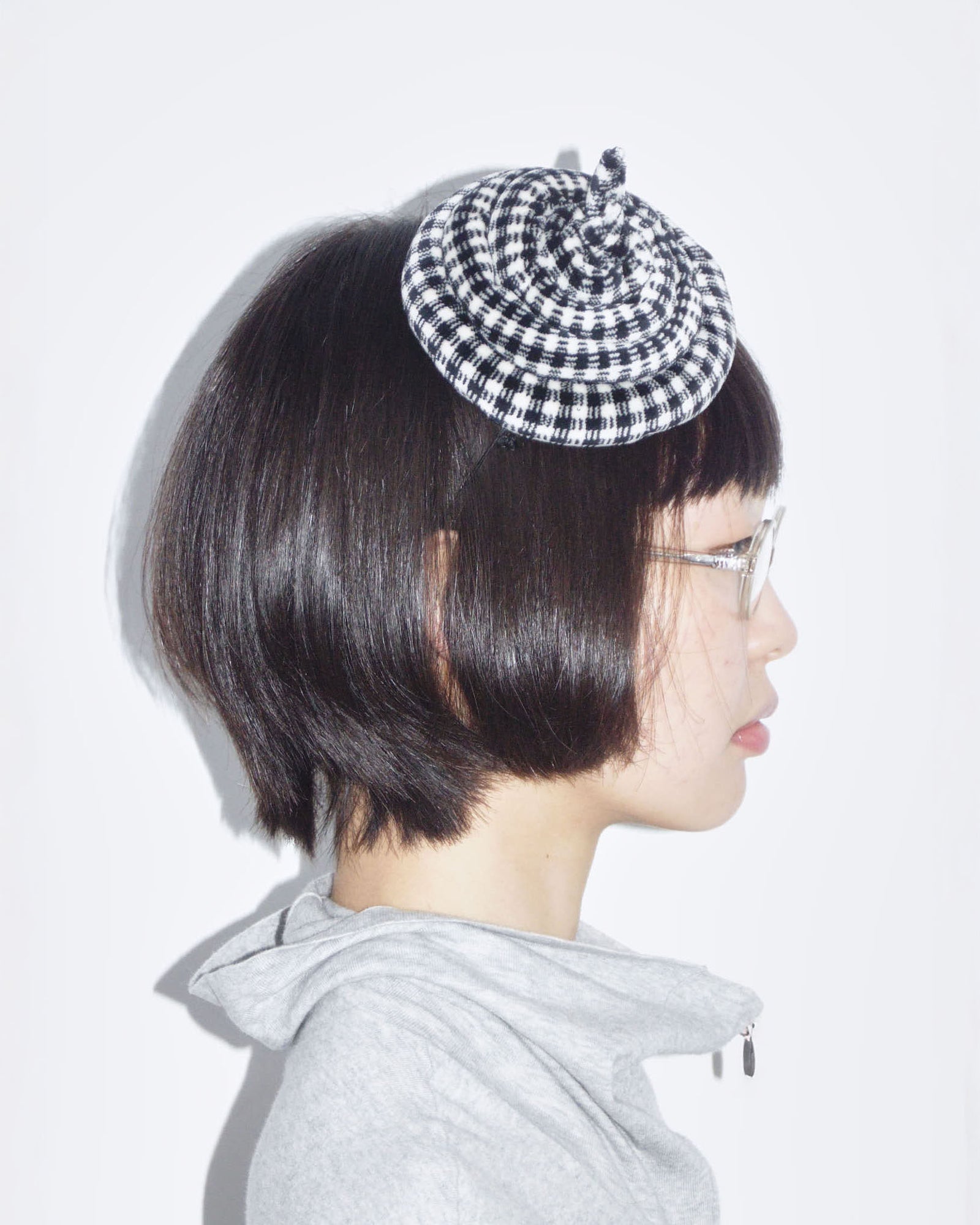black and white mini hat