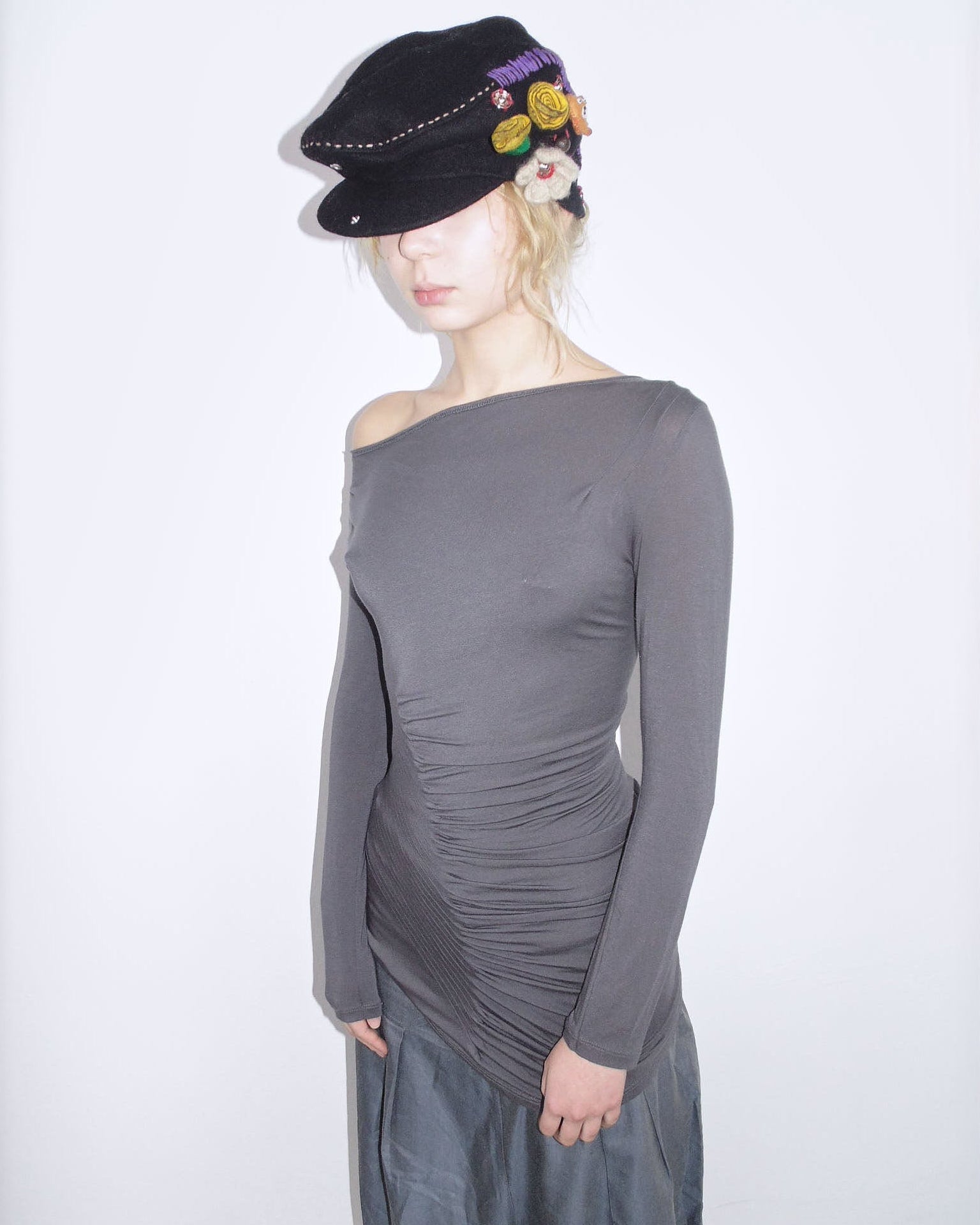 black embellished cap