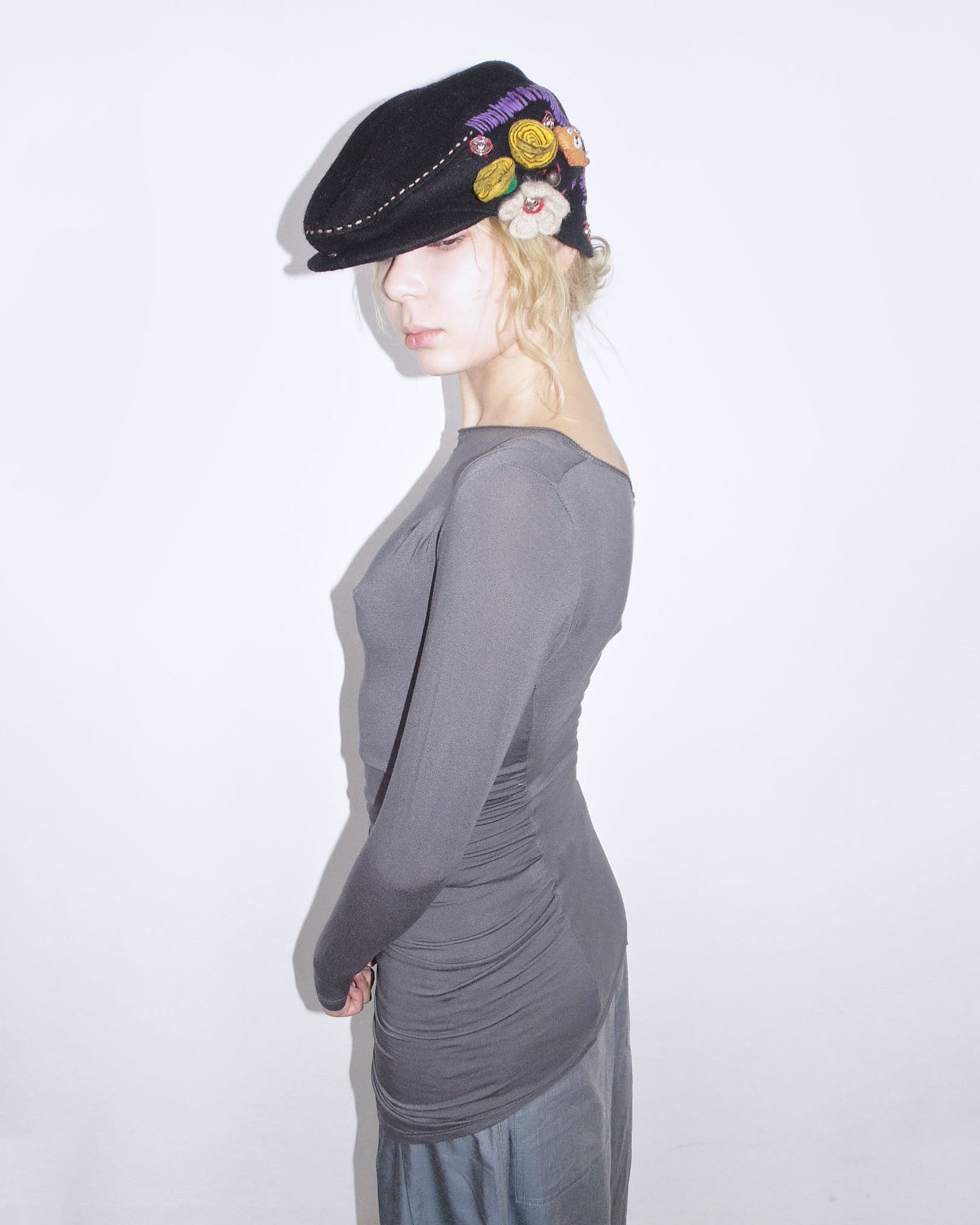 black embellished cap