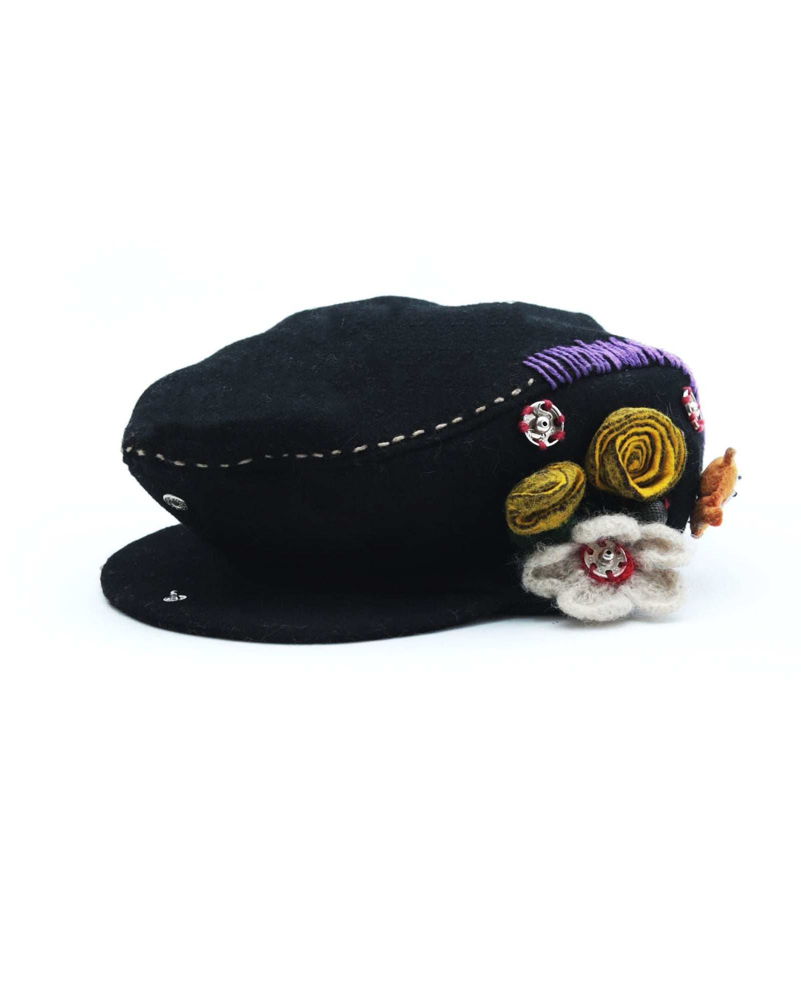 black embellished cap