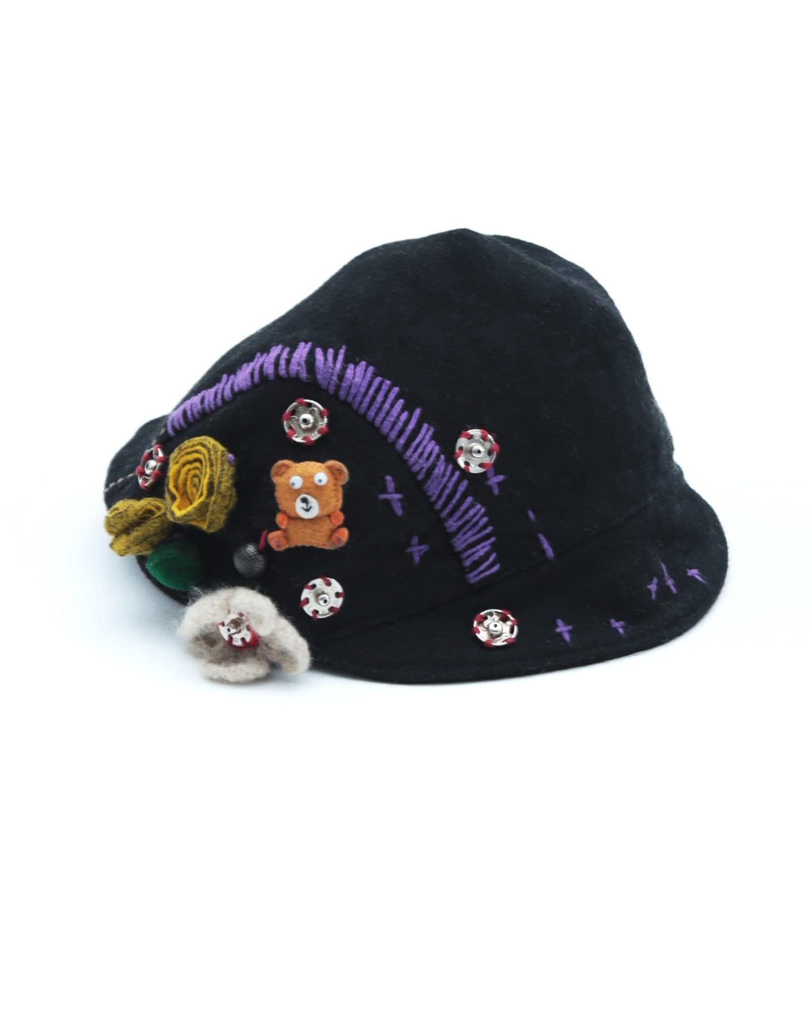 black embellished cap