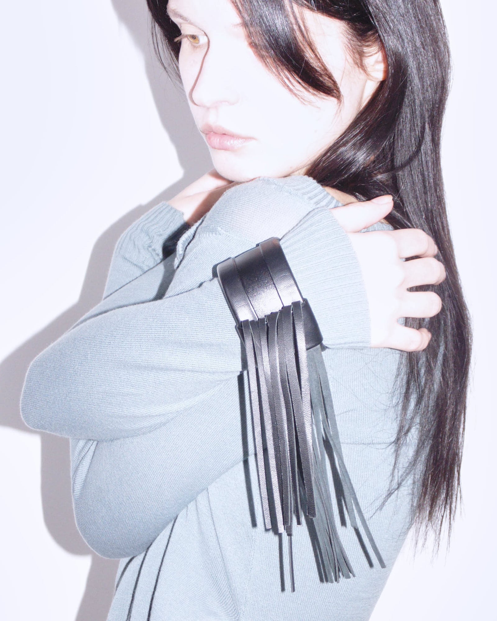 black leather bracelet