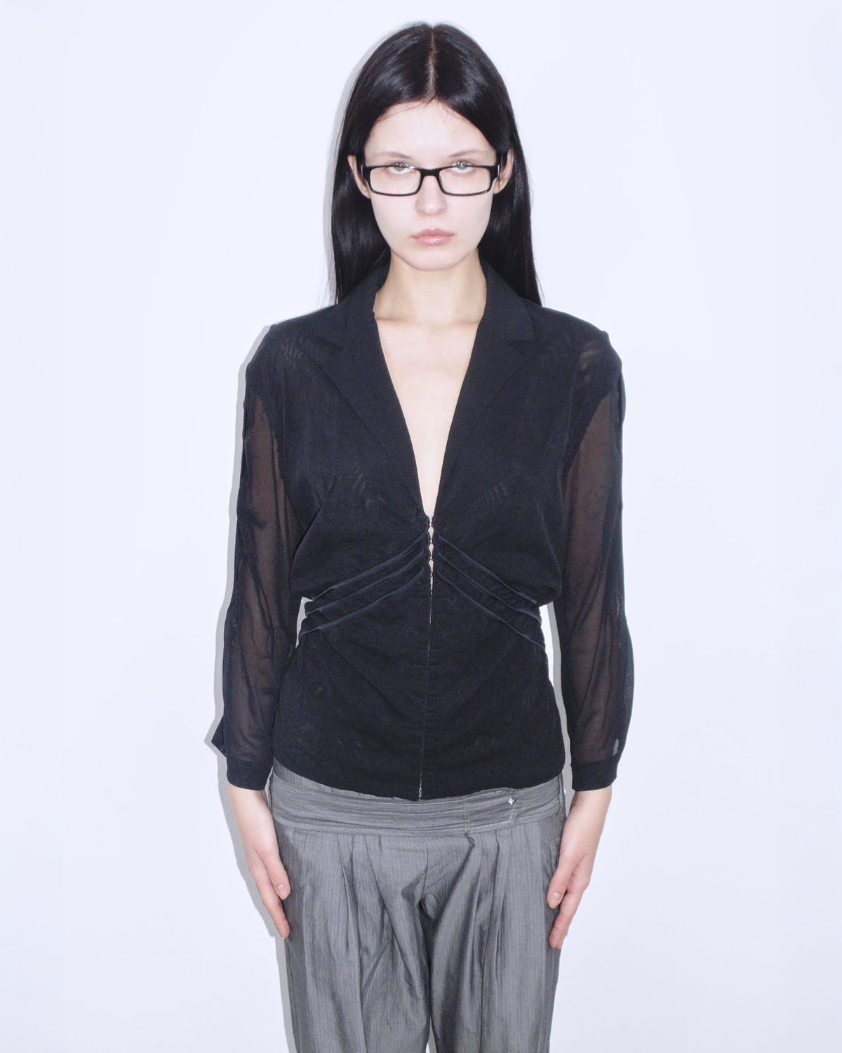 black mesh bondage jacket