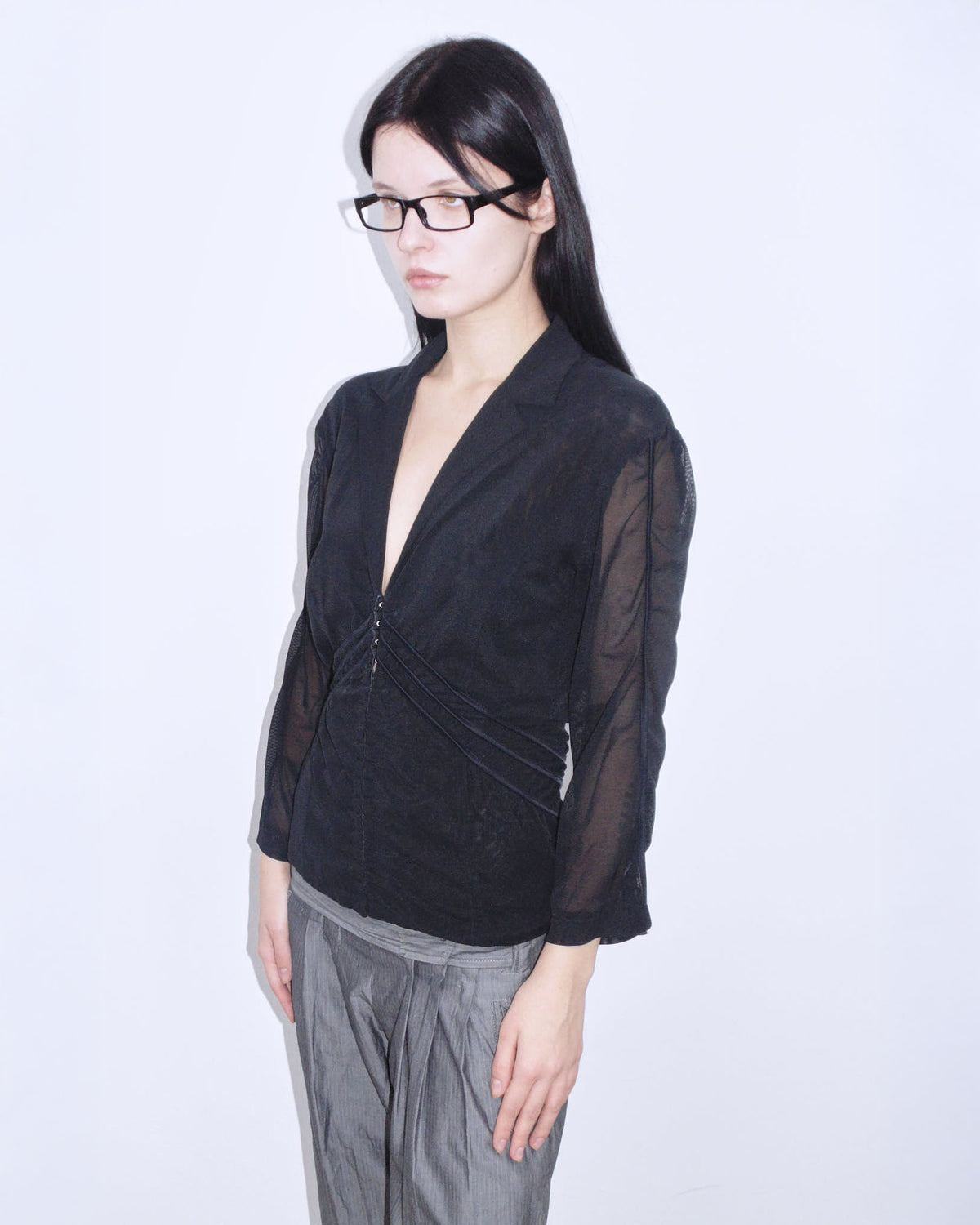 black mesh bondage jacket