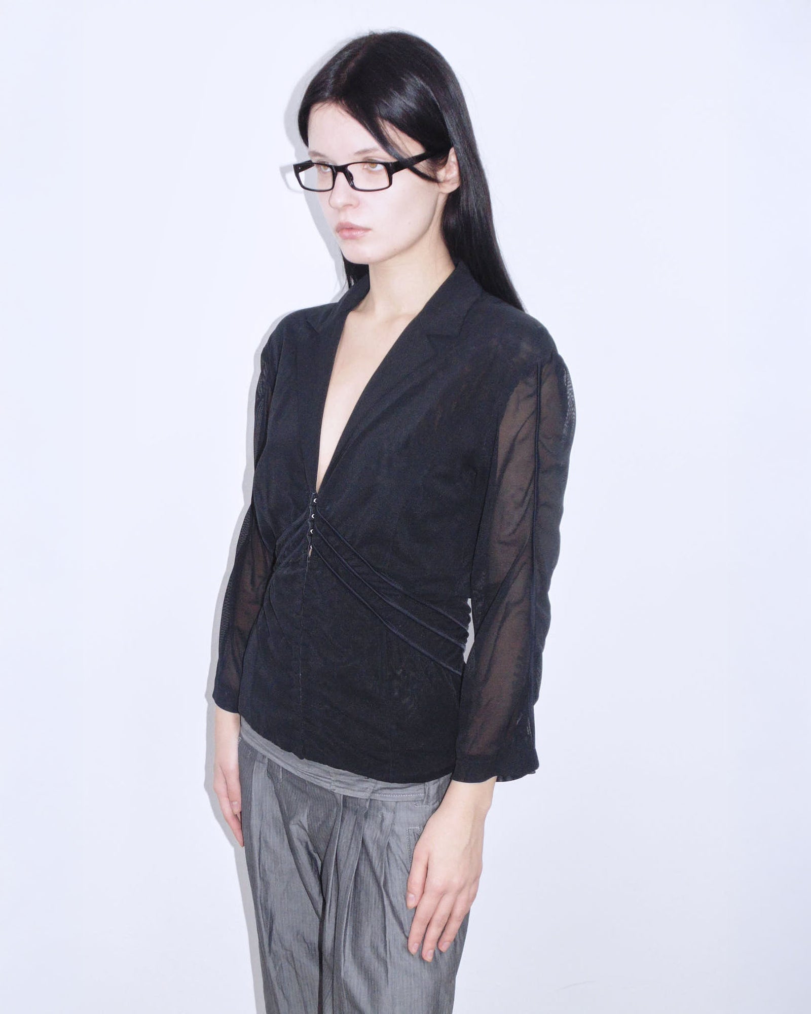 black mesh bondage jacket