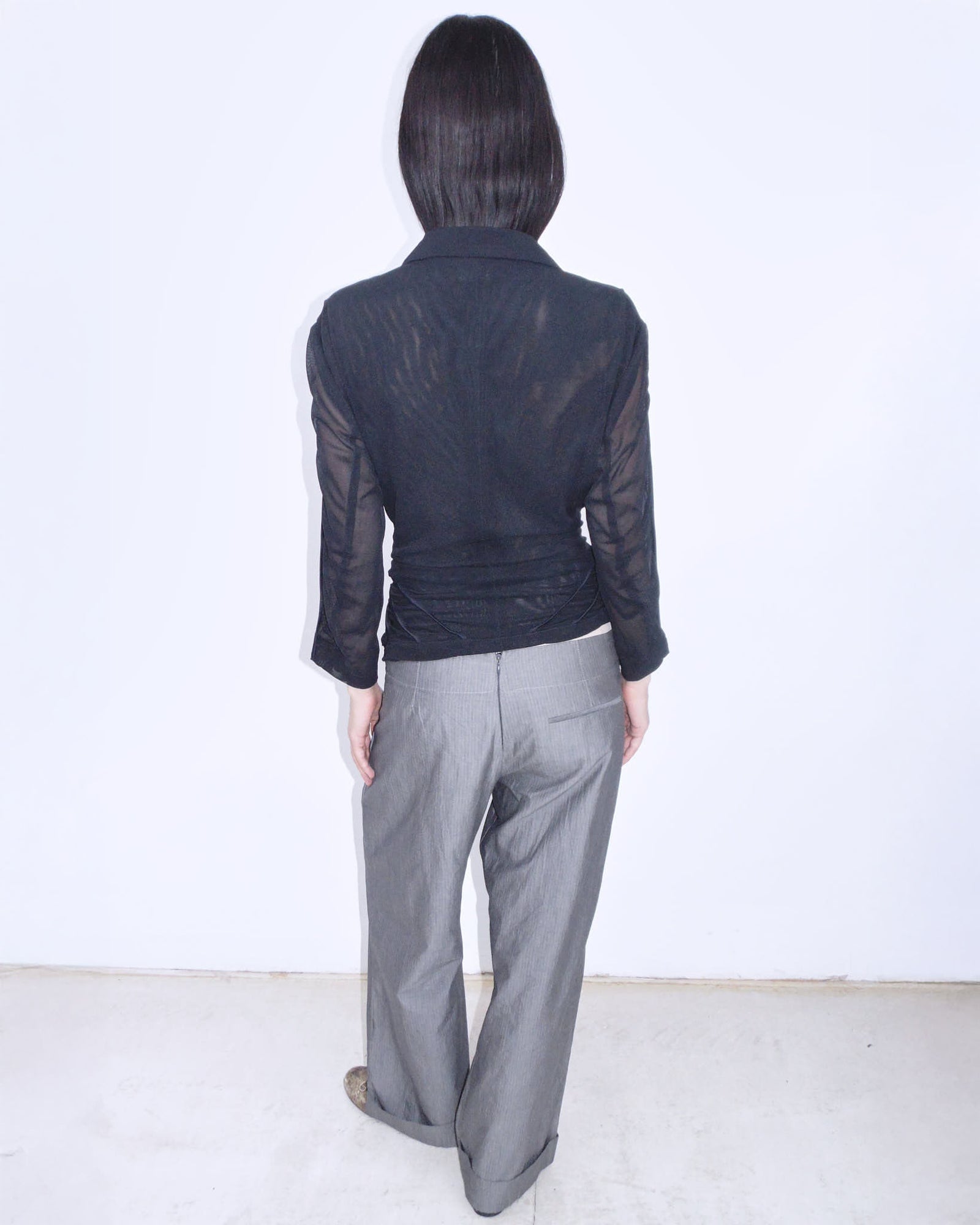black mesh bondage jacket