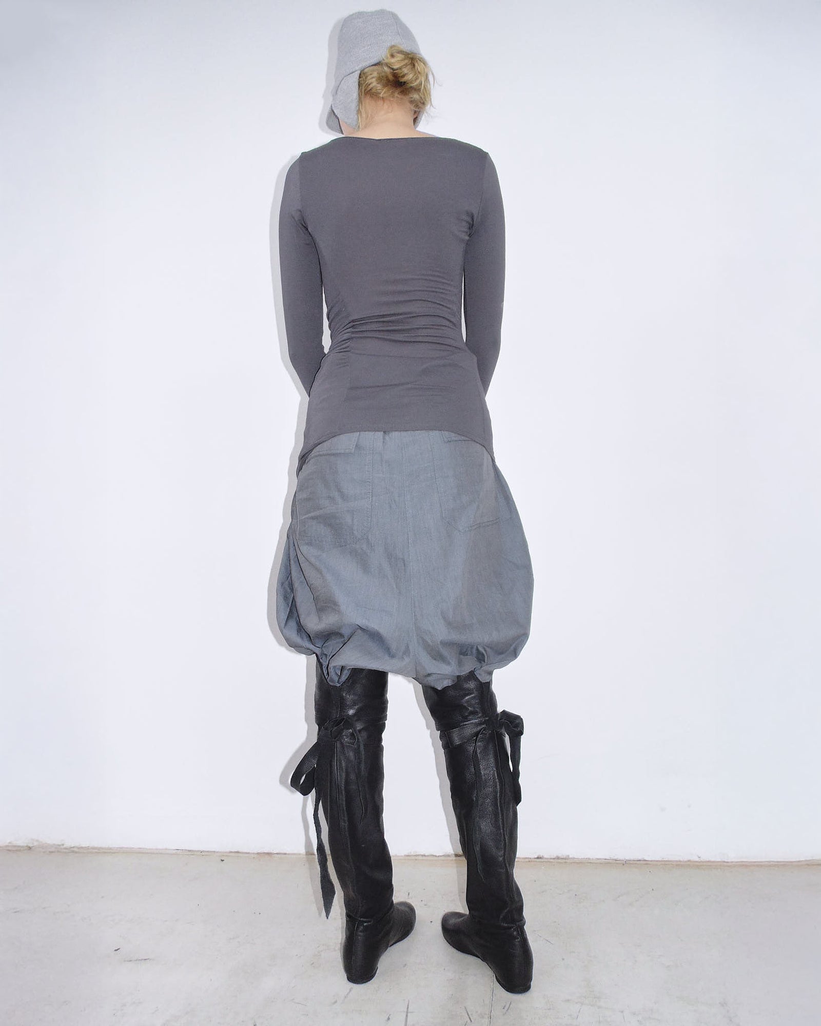 black overknee leather boots