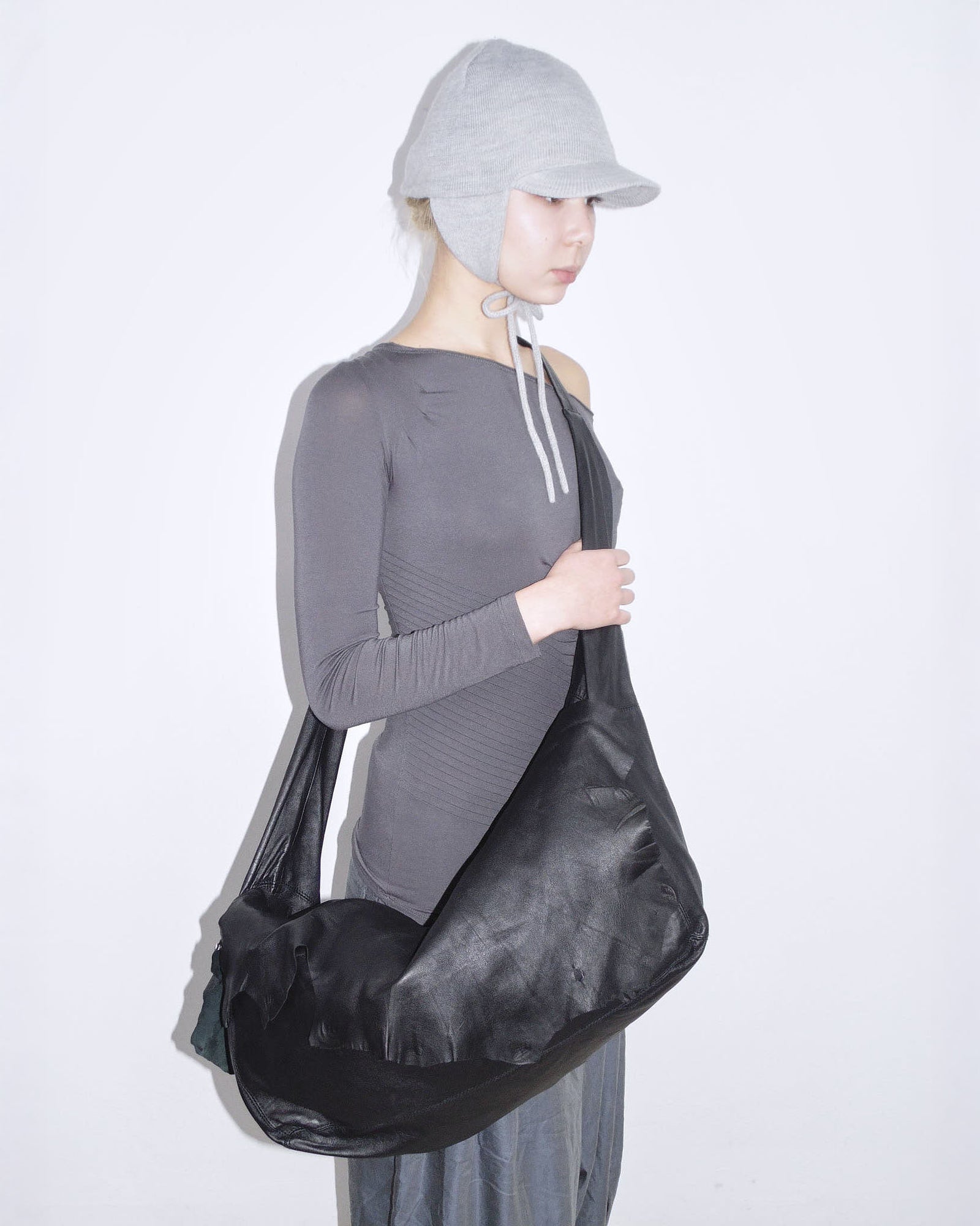 black soft leather shoulder bag