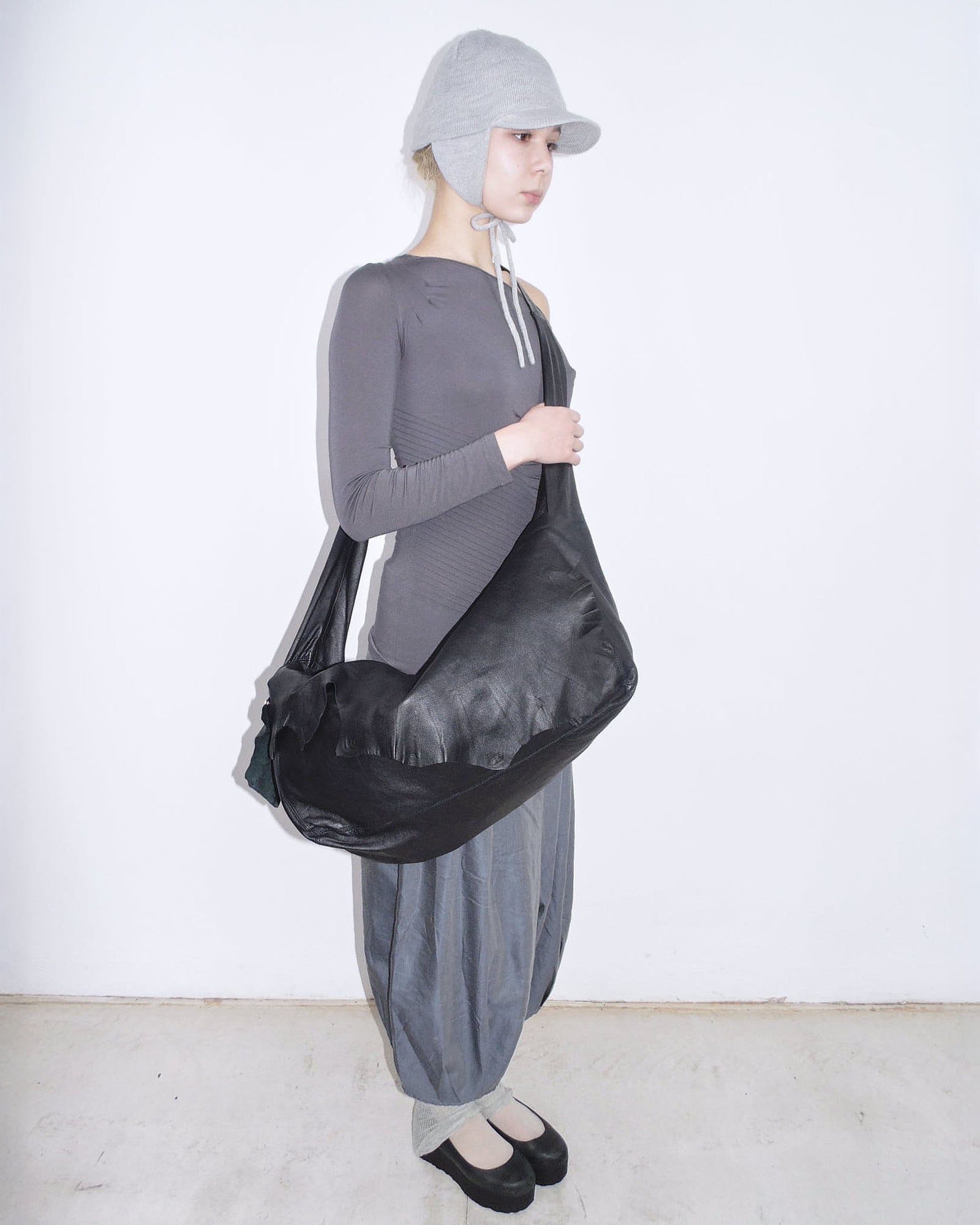 black soft leather shoulder bag