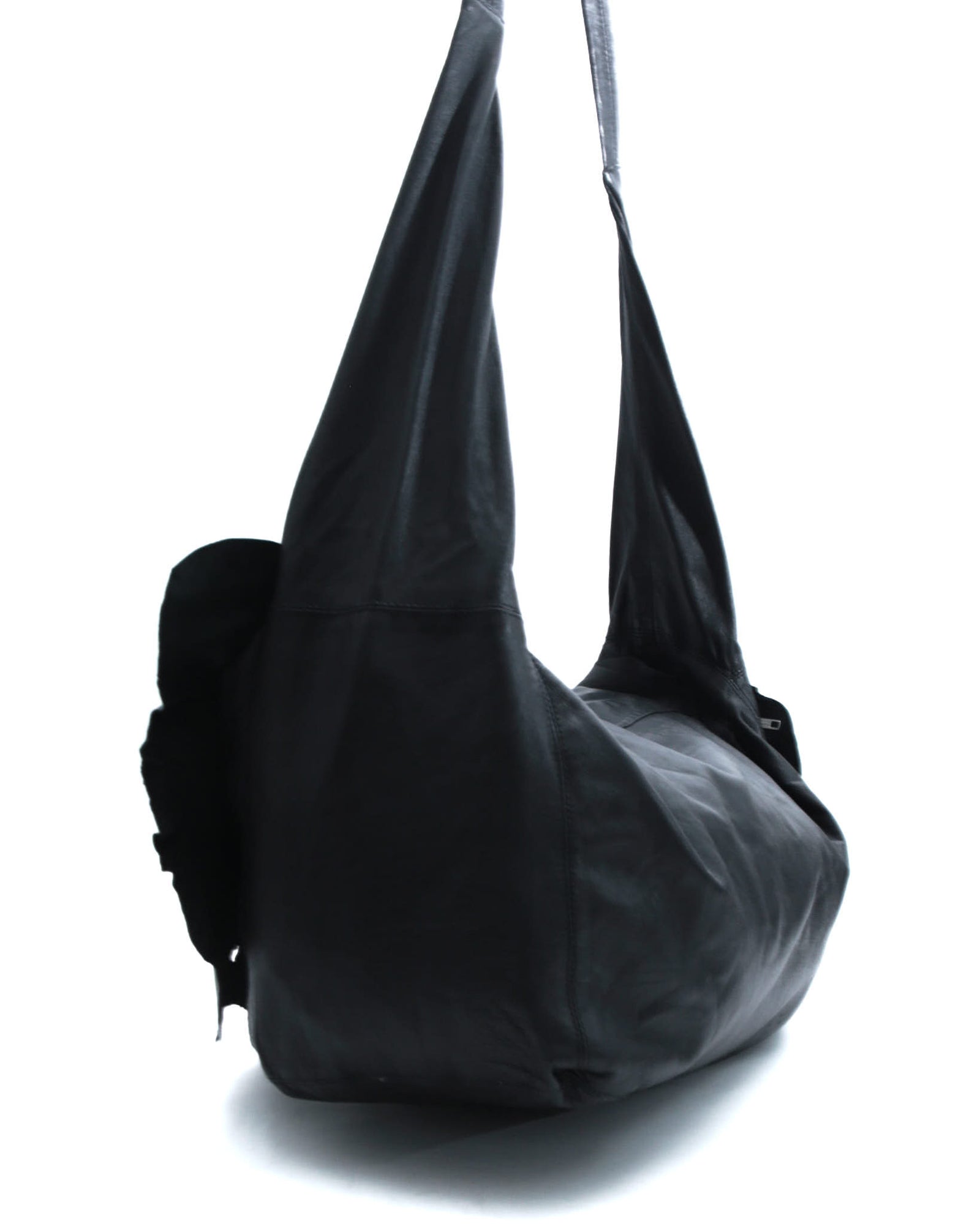 black soft leather shoulder bag